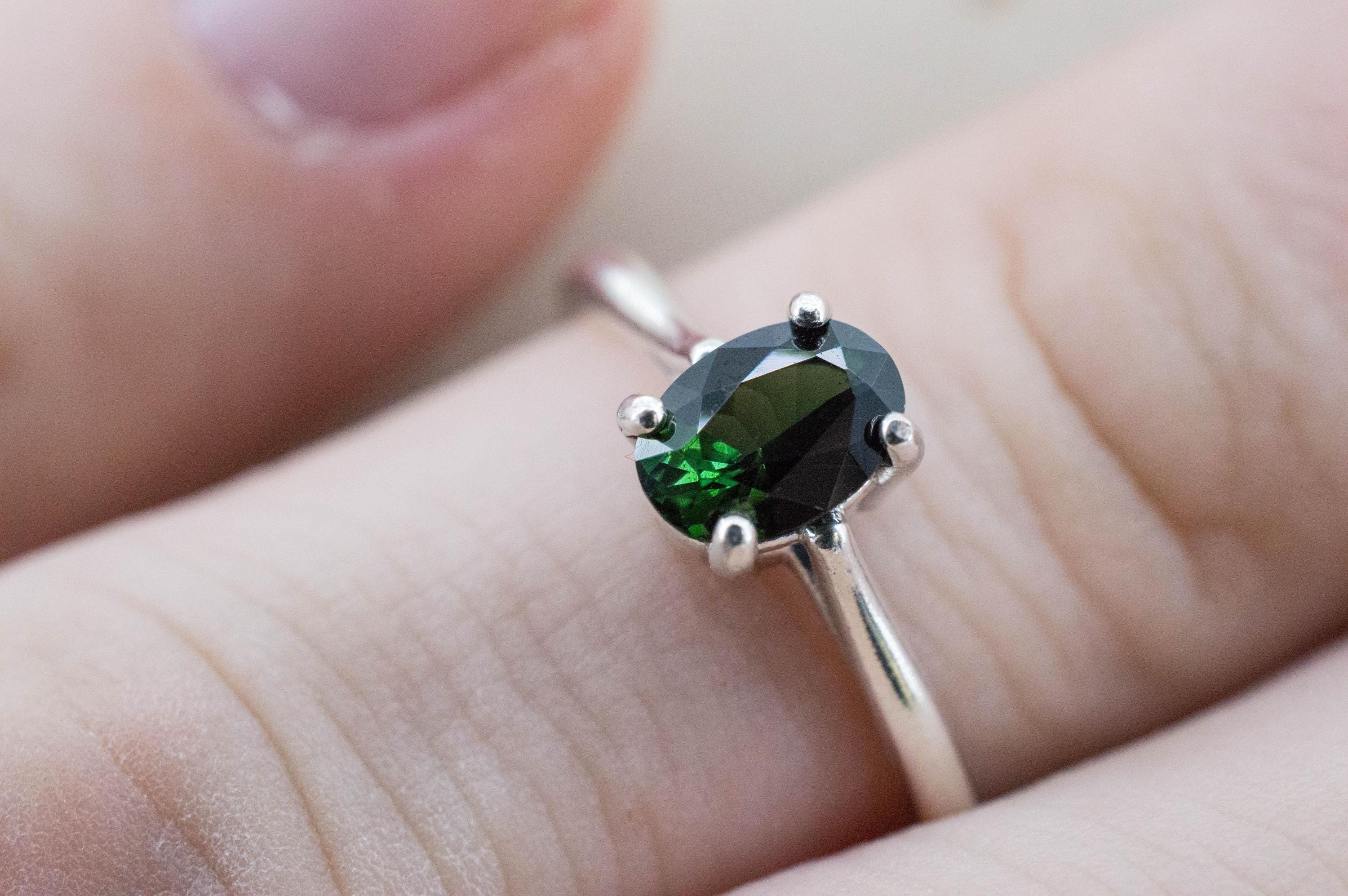 Teal Tourmaline Ring; Genuine Untreated Brazil Tourmaline; 0.685cts