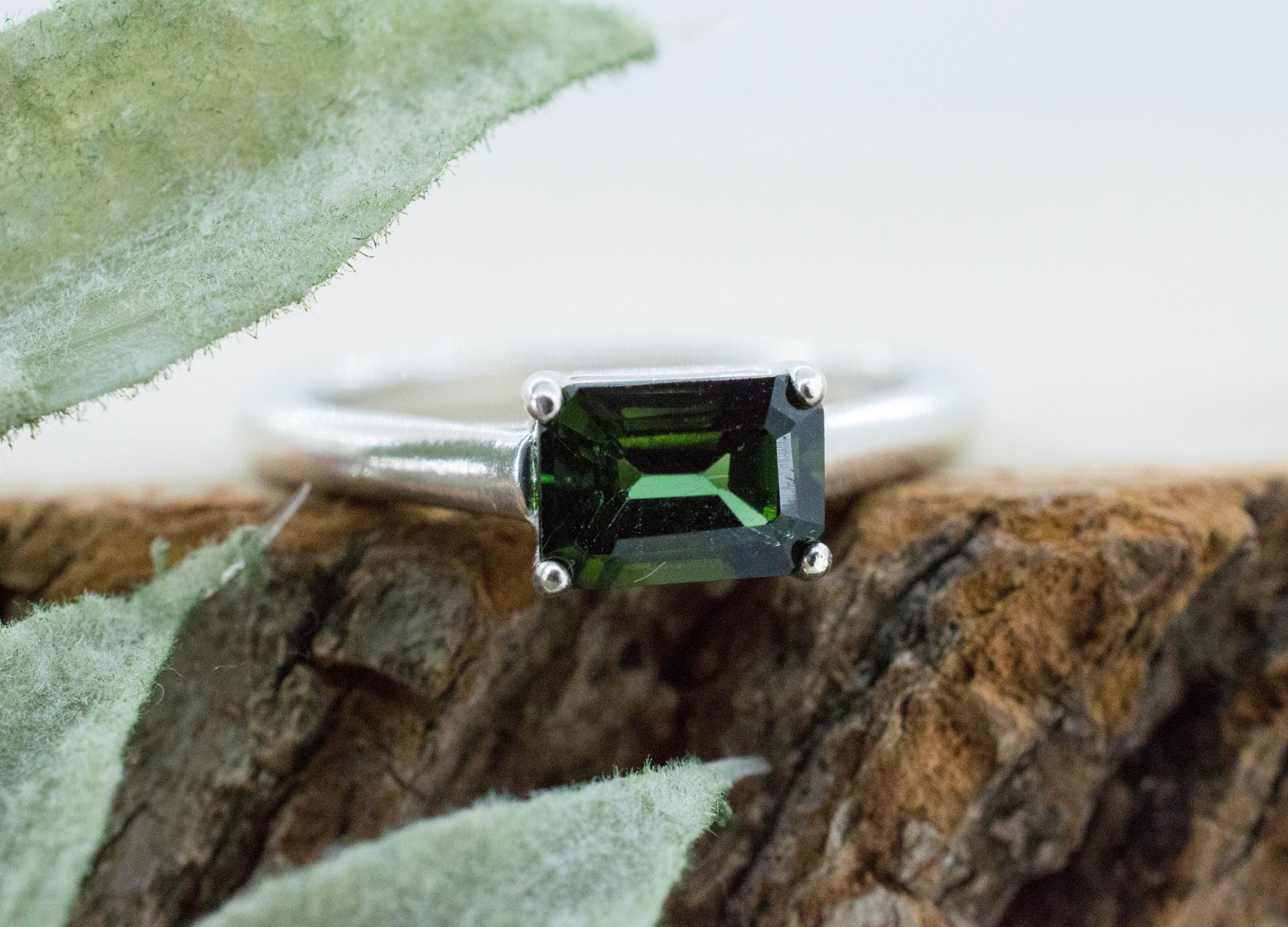 Green Tourmaline Ring; Genuine Untreated Brazil Tourmaline; 1.160cts