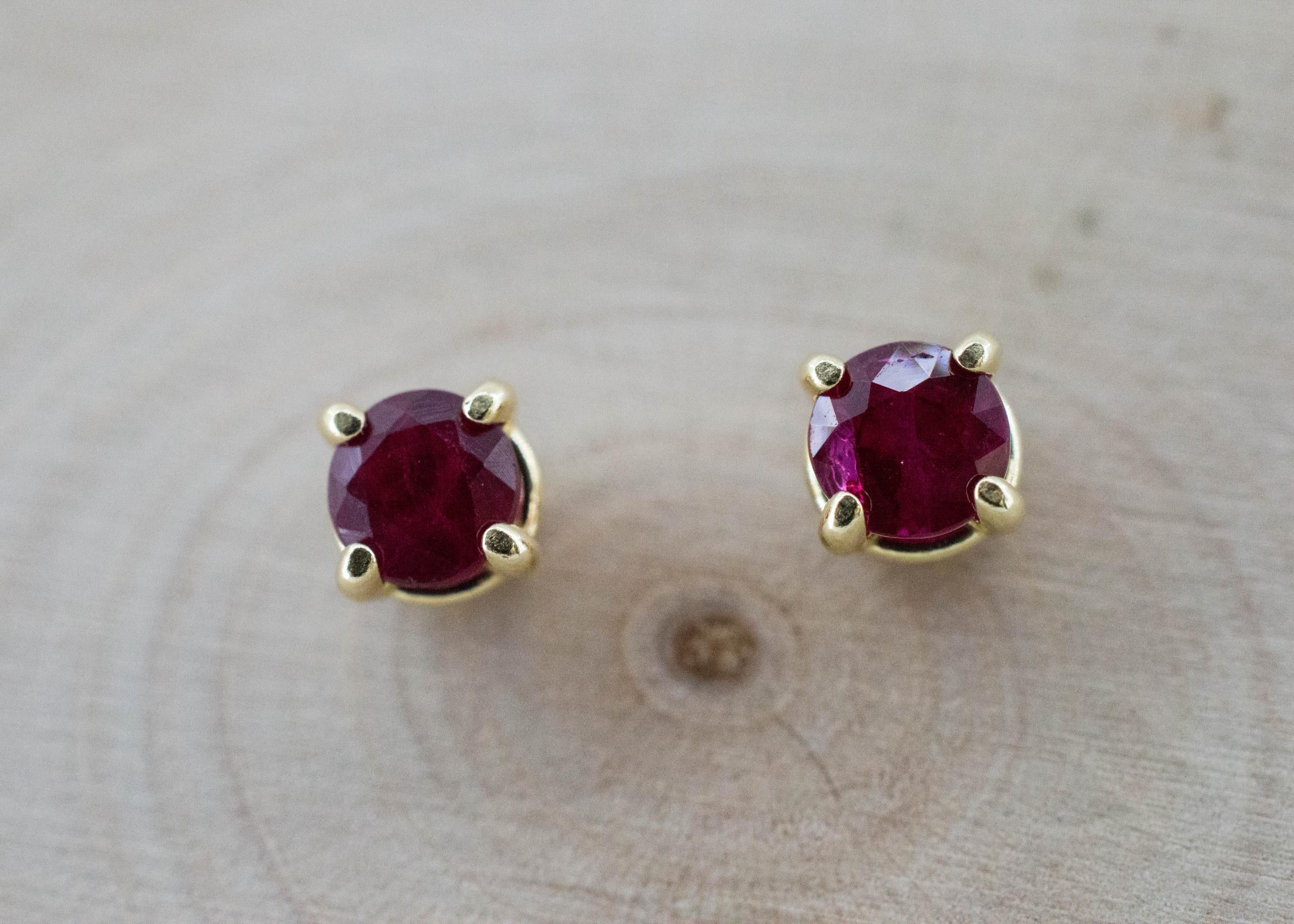 Ruby Earrings; Natural Burma Ruby; 0.825cts - Mark Oliver Gems