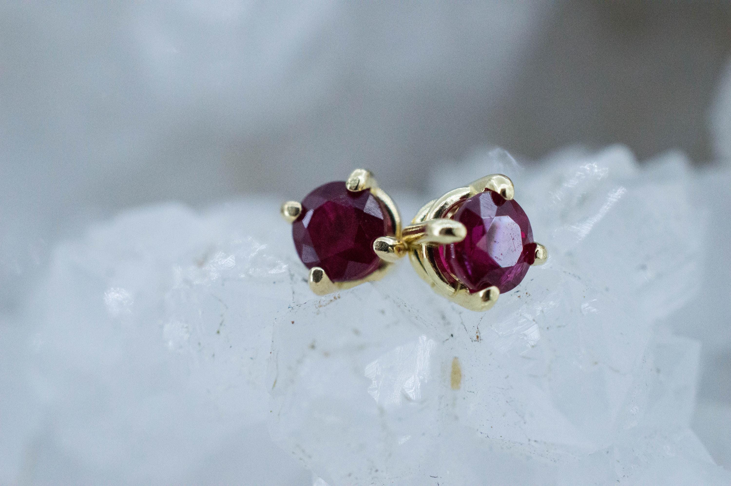 Ruby Earrings; Natural Burma Ruby; 0.825cts - Mark Oliver Gems