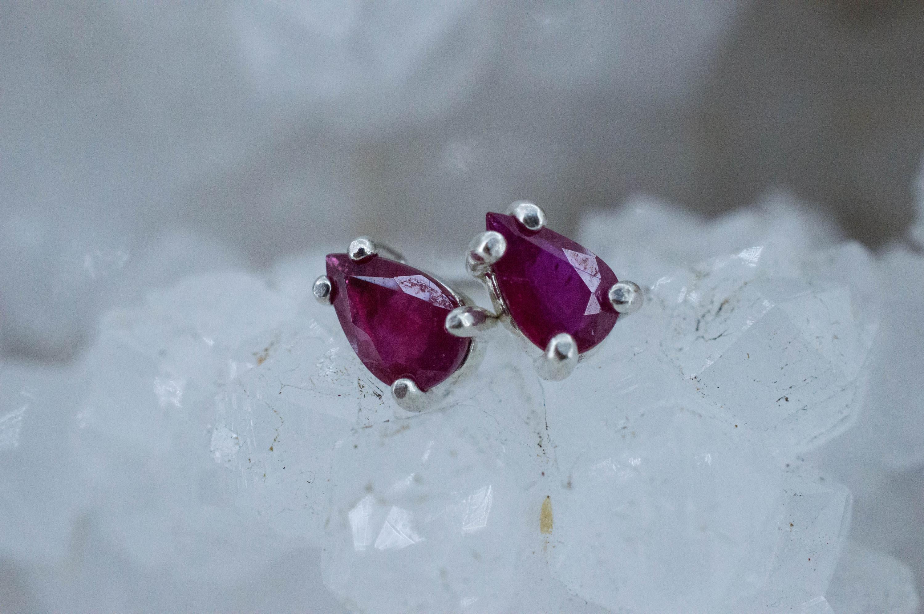 Ruby Earrings; Natural India Ruby; 0.765cts - Mark Oliver Gems