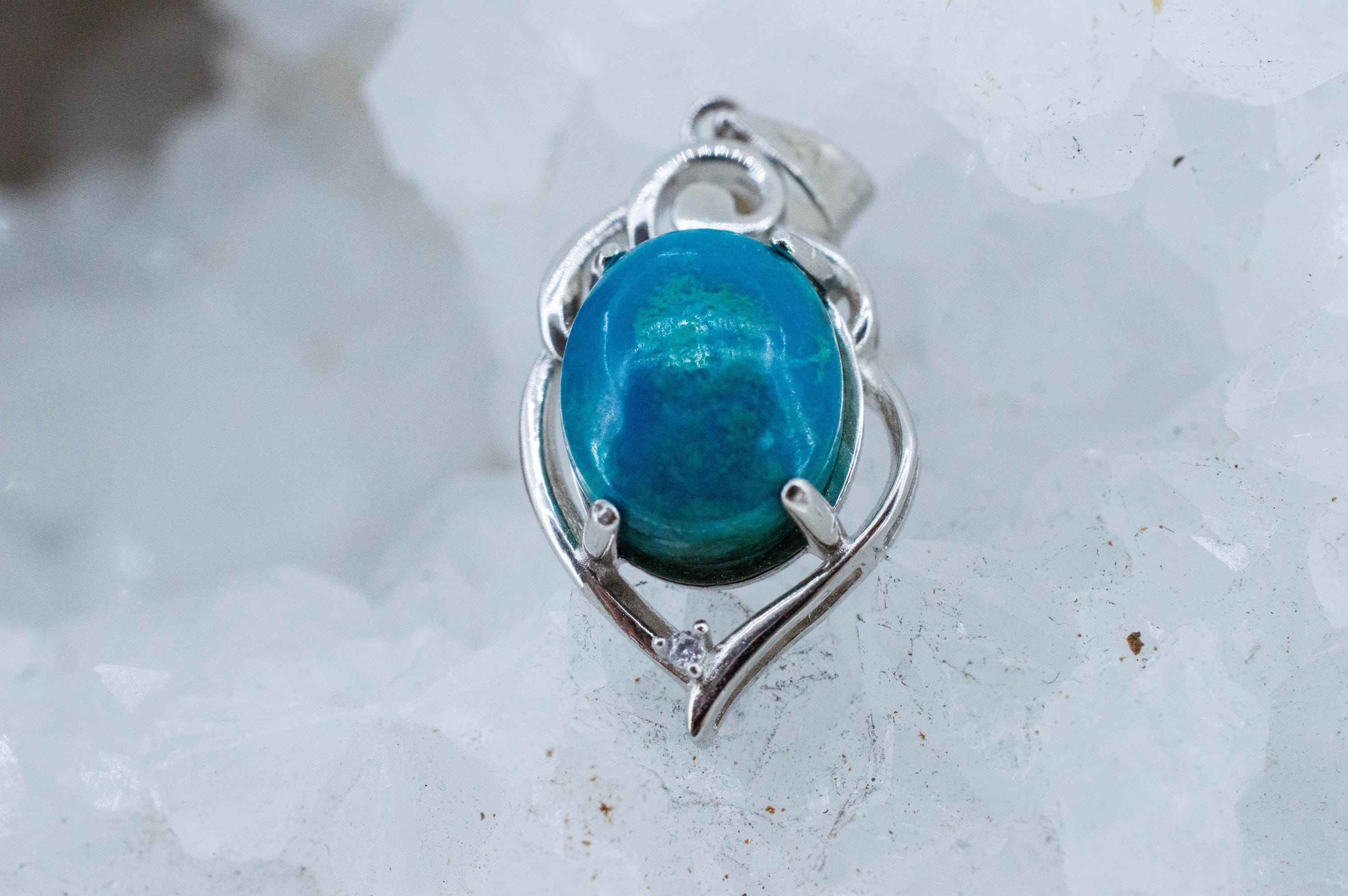 Chrysocolla Pendant; Natural Untreated Arizona Inspiration Mine Chrysocolla; 4.295cts - Mark Oliver Gems