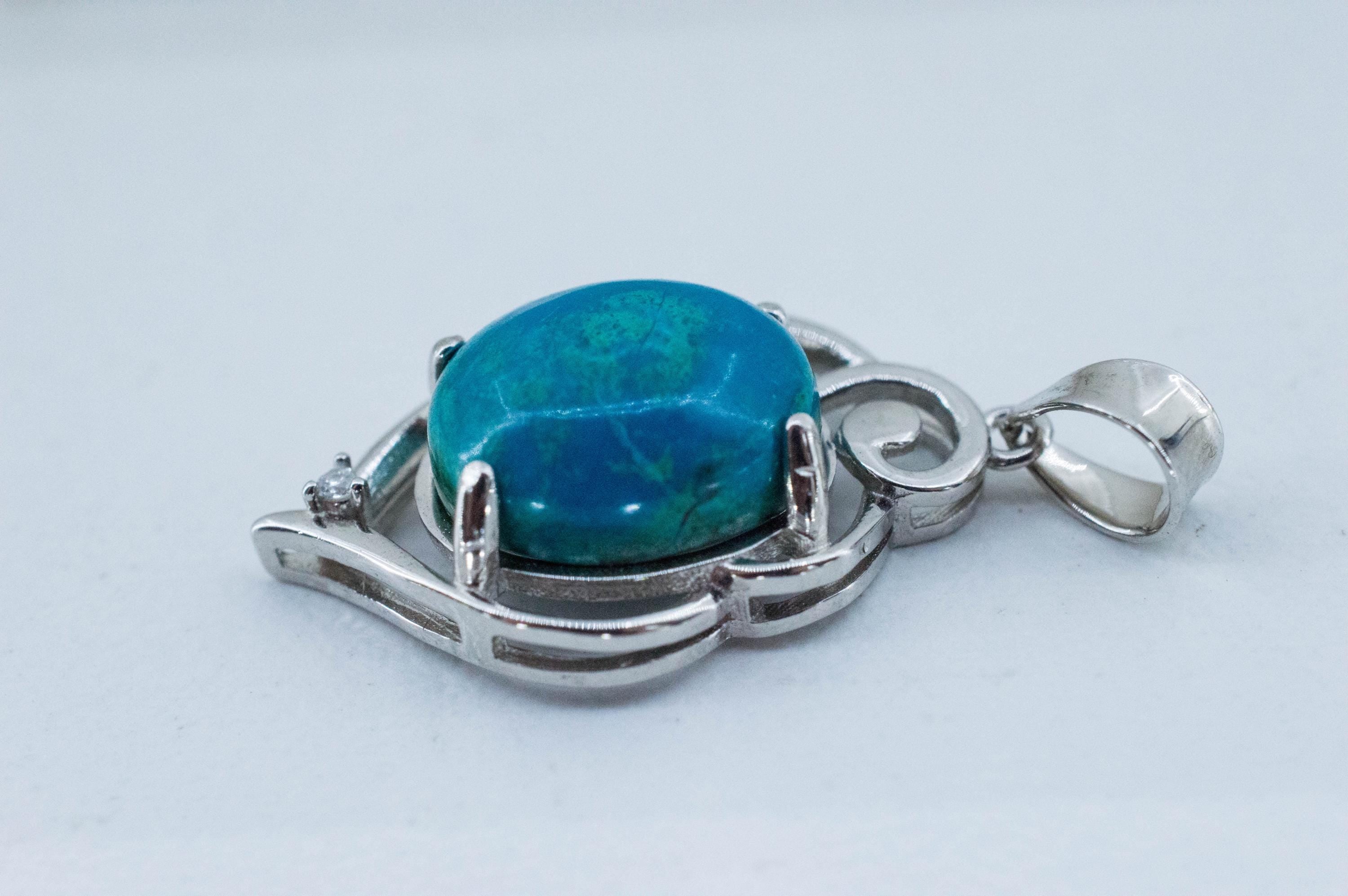 Chrysocolla Pendant; Natural Untreated Arizona Inspiration Mine Chrysocolla; 4.295cts - Mark Oliver Gems