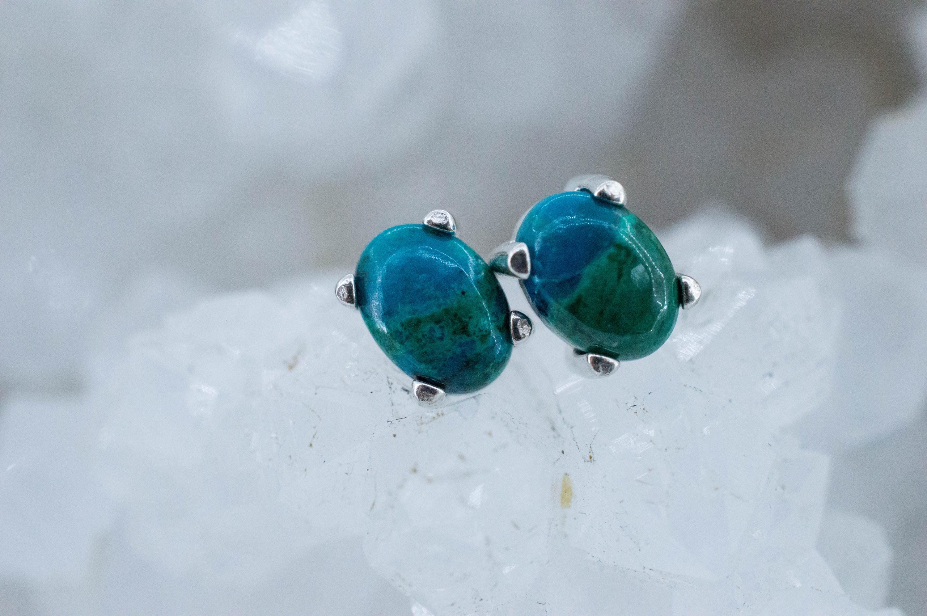Chrysocolla Earrings; Natural Untreated Arizona Inspiration Mine Chrysocolla; 2.020cts - Mark Oliver Gems