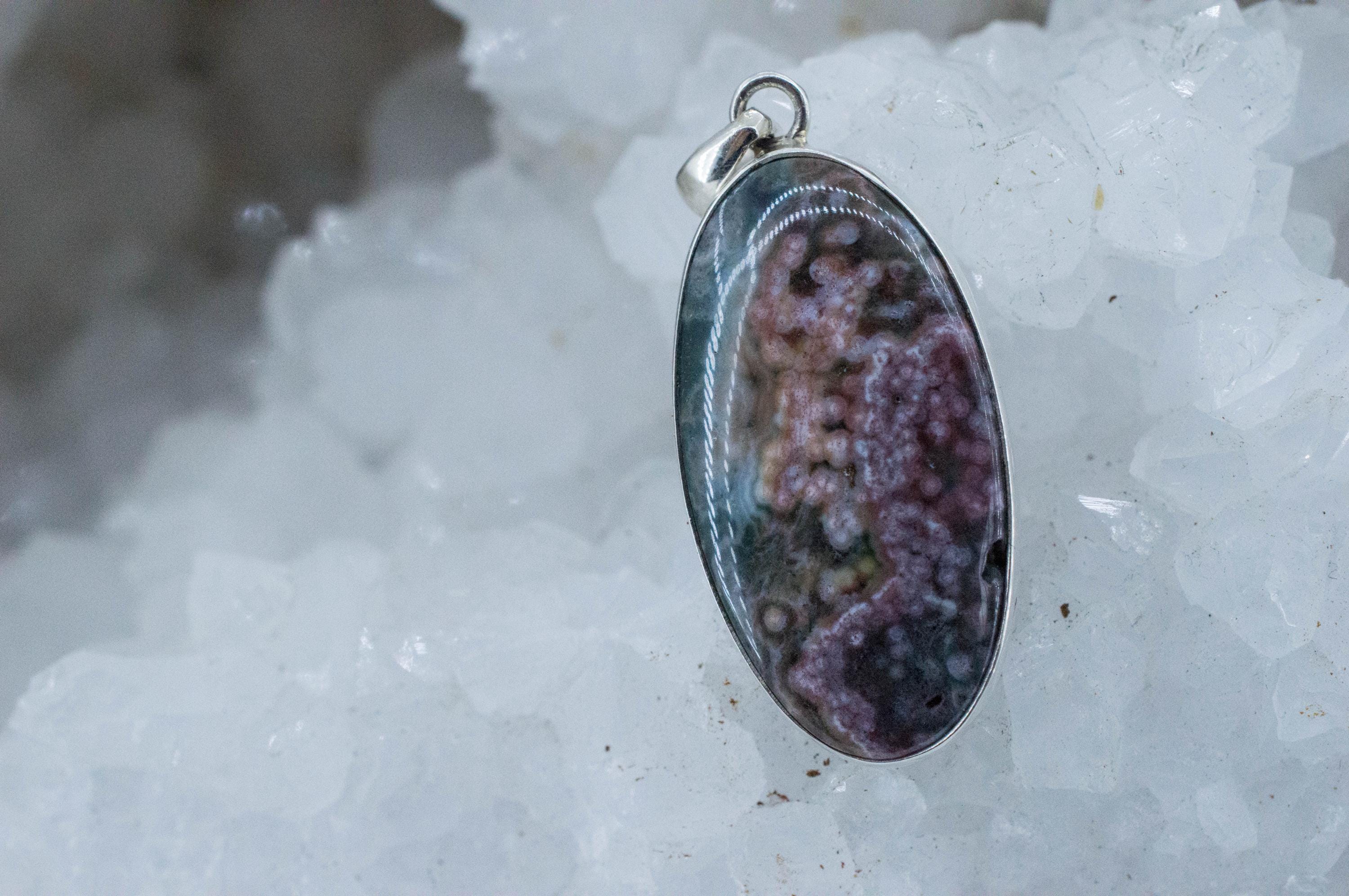 Ocean Jasper Pendant; Natural Untreated Madagascar Jasper; 30x18mm