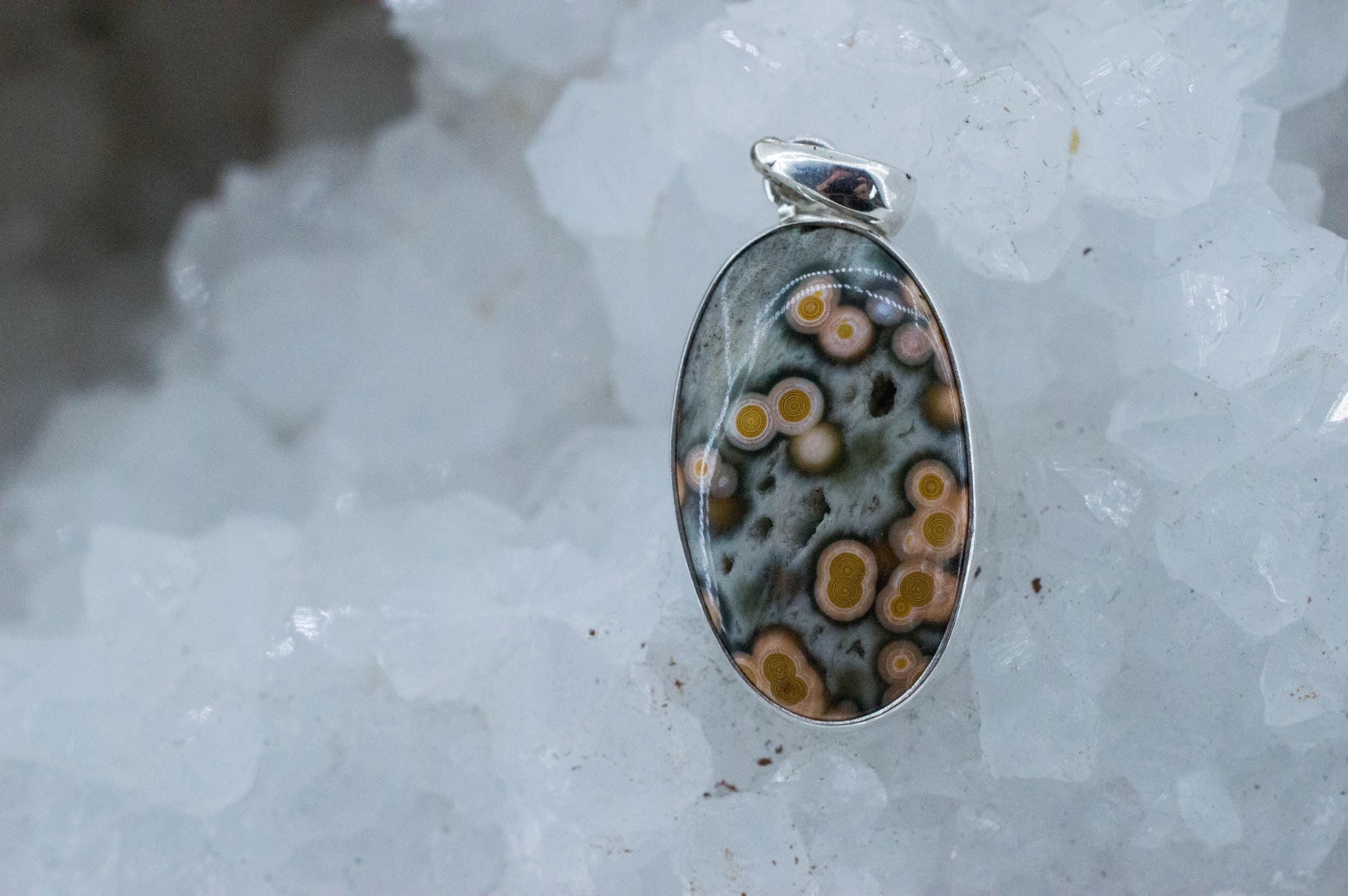 Ocean Jasper Pendant; Natural Untreated Madagascar Jasper; 24x14mm