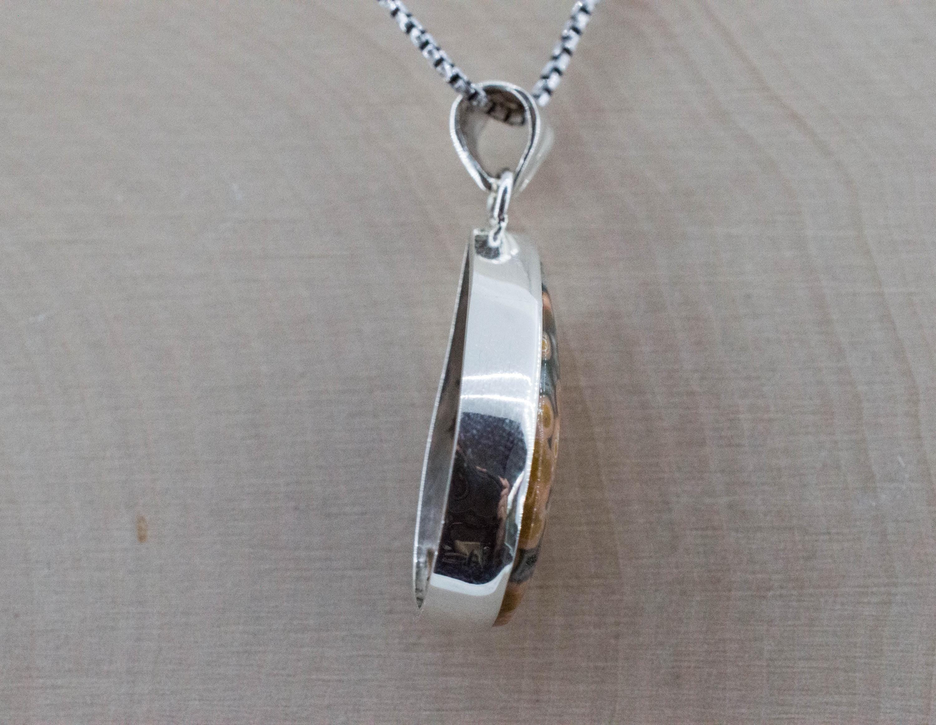 Ocean Jasper Pendant; Natural Untreated Madagascar Jasper; 28x18mm