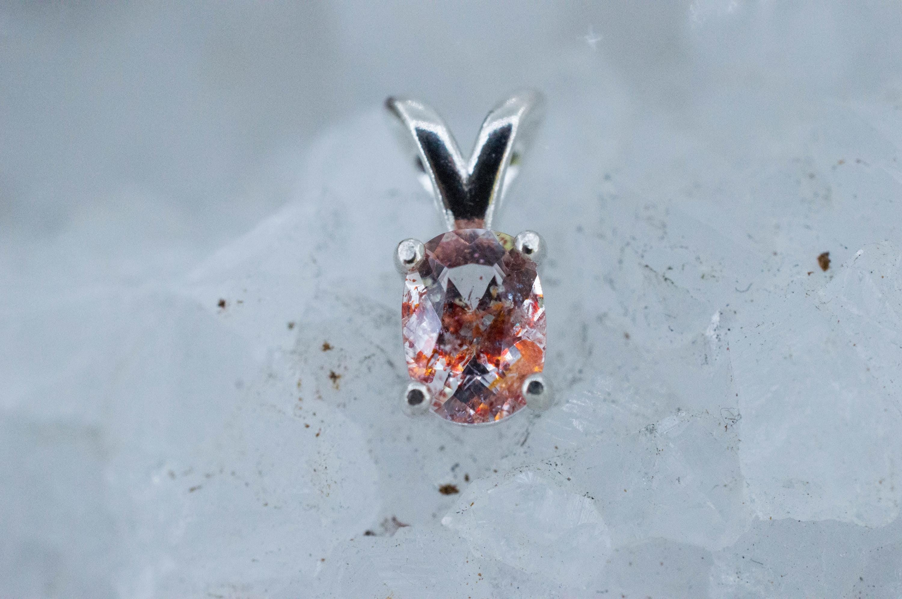 Hematite Quartz Pendant; Natural Untreated Tanzanian Fire and Ice Quartz; 0.635cts