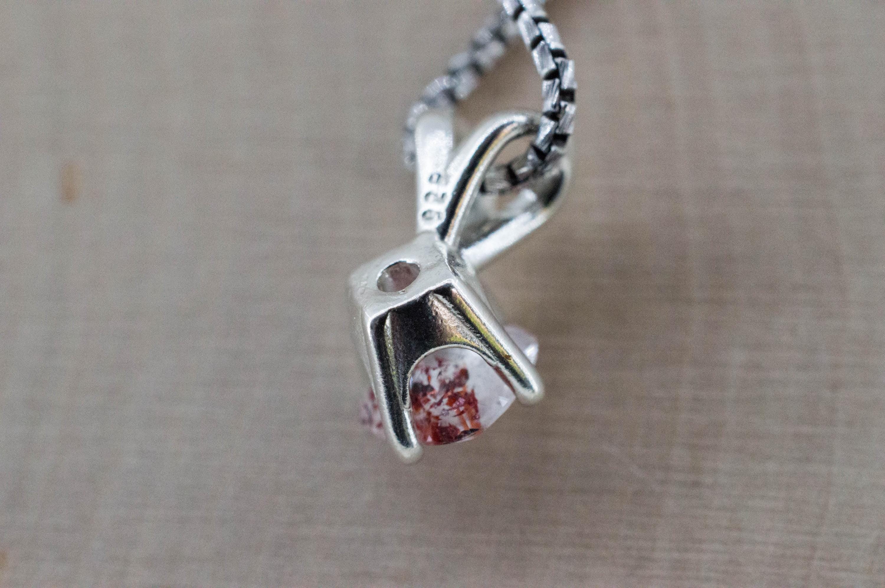 Hematite Quartz Pendant; Natural Untreated Tanzanian Fire and Ice Quartz; 0.885cts