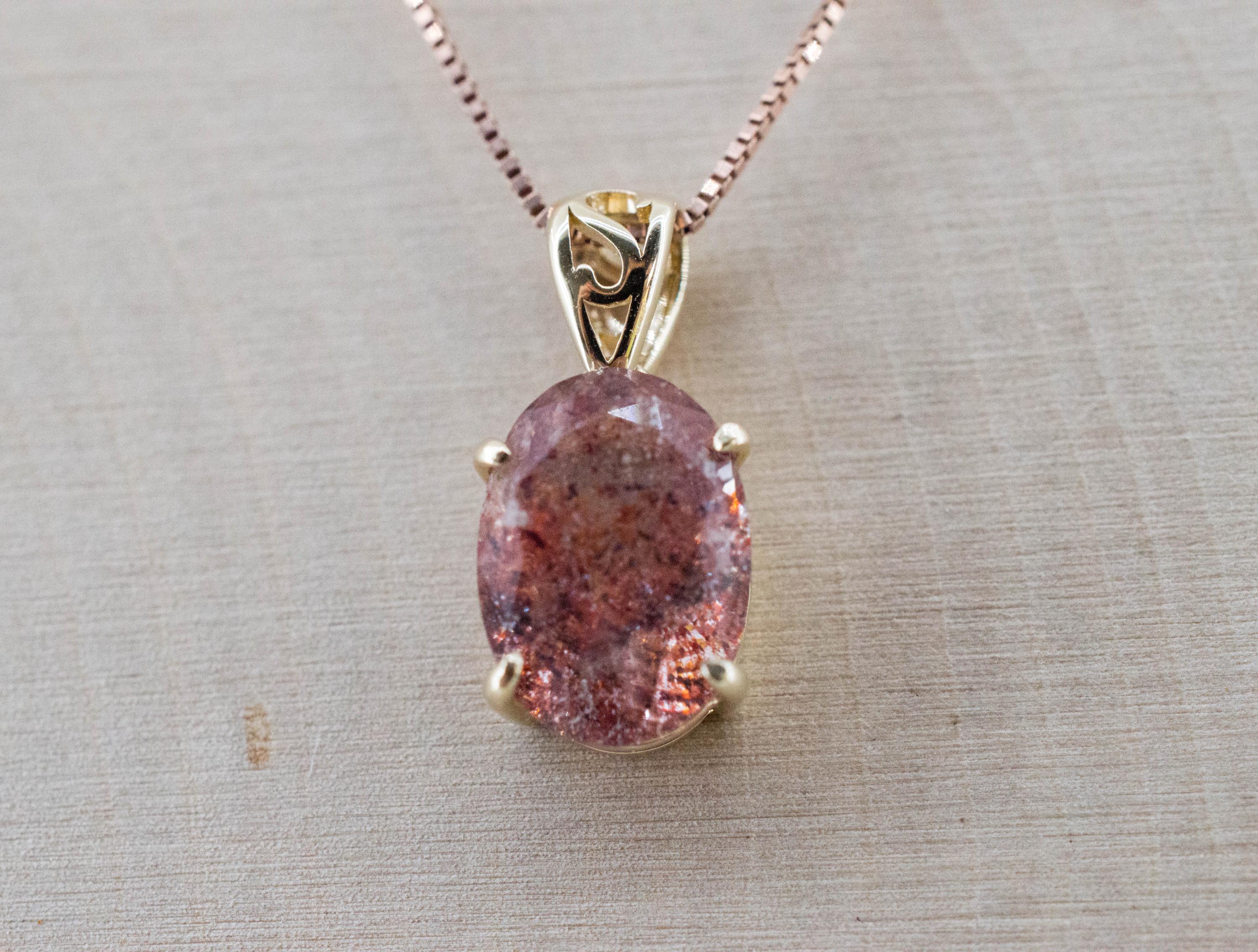 Hematite Quartz Pendant; Natural Untreated Tanzanian Fire and Ice Quartz; 1.965cts