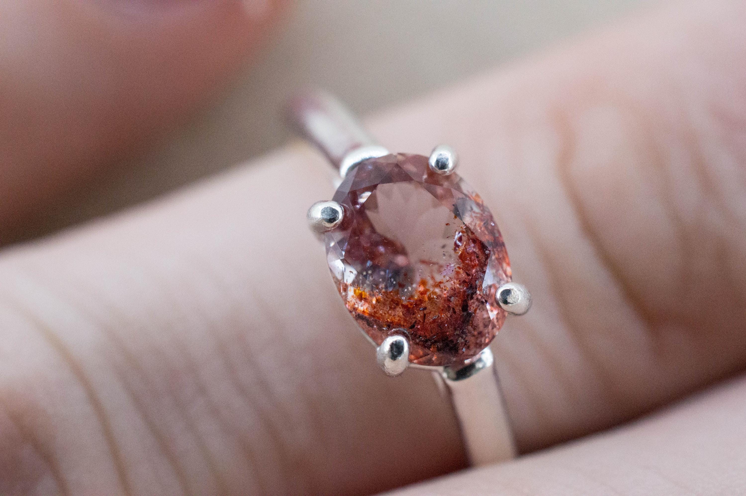 Hematite Quartz Ring; Natural Untreated Tanzania Fire and Ice Quartz; 1.410cts - Mark Oliver Gems