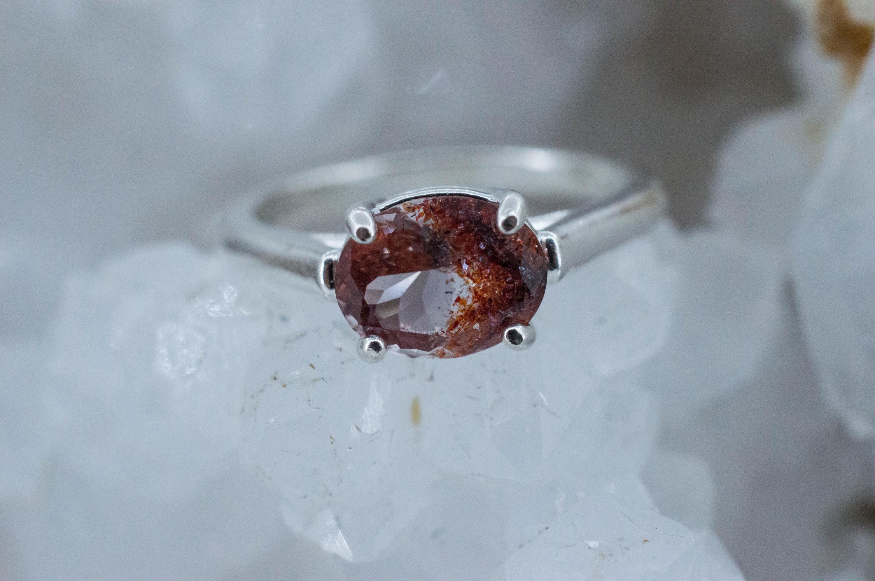 Hematite Quartz Ring; Natural Untreated Tanzania Fire and Ice Quartz; 1.410cts - Mark Oliver Gems