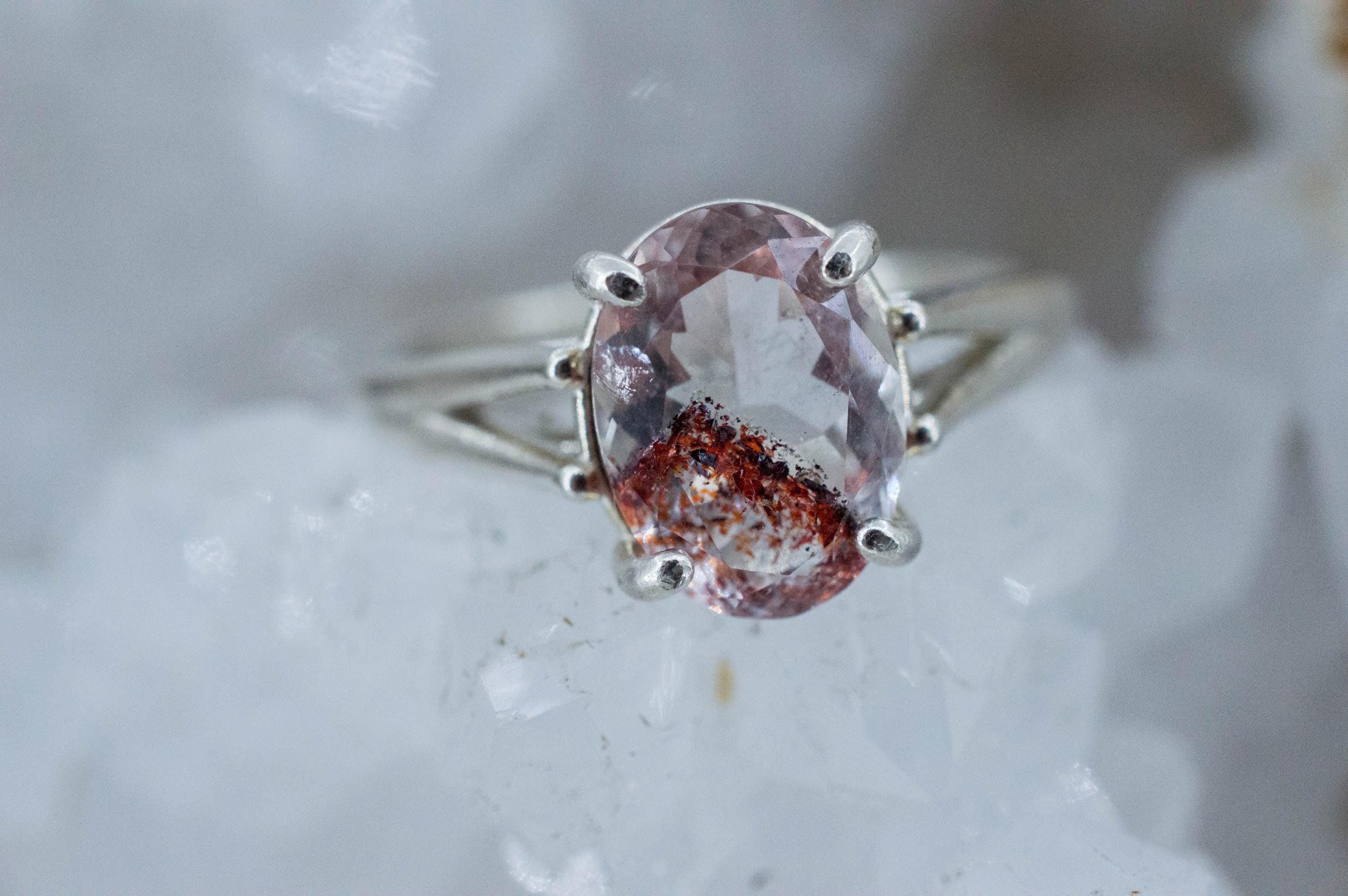 Hematite Quartz Ring; Natural Untreated Tanzania Fire and Ice Quartz; 2.120cts - Mark Oliver Gems