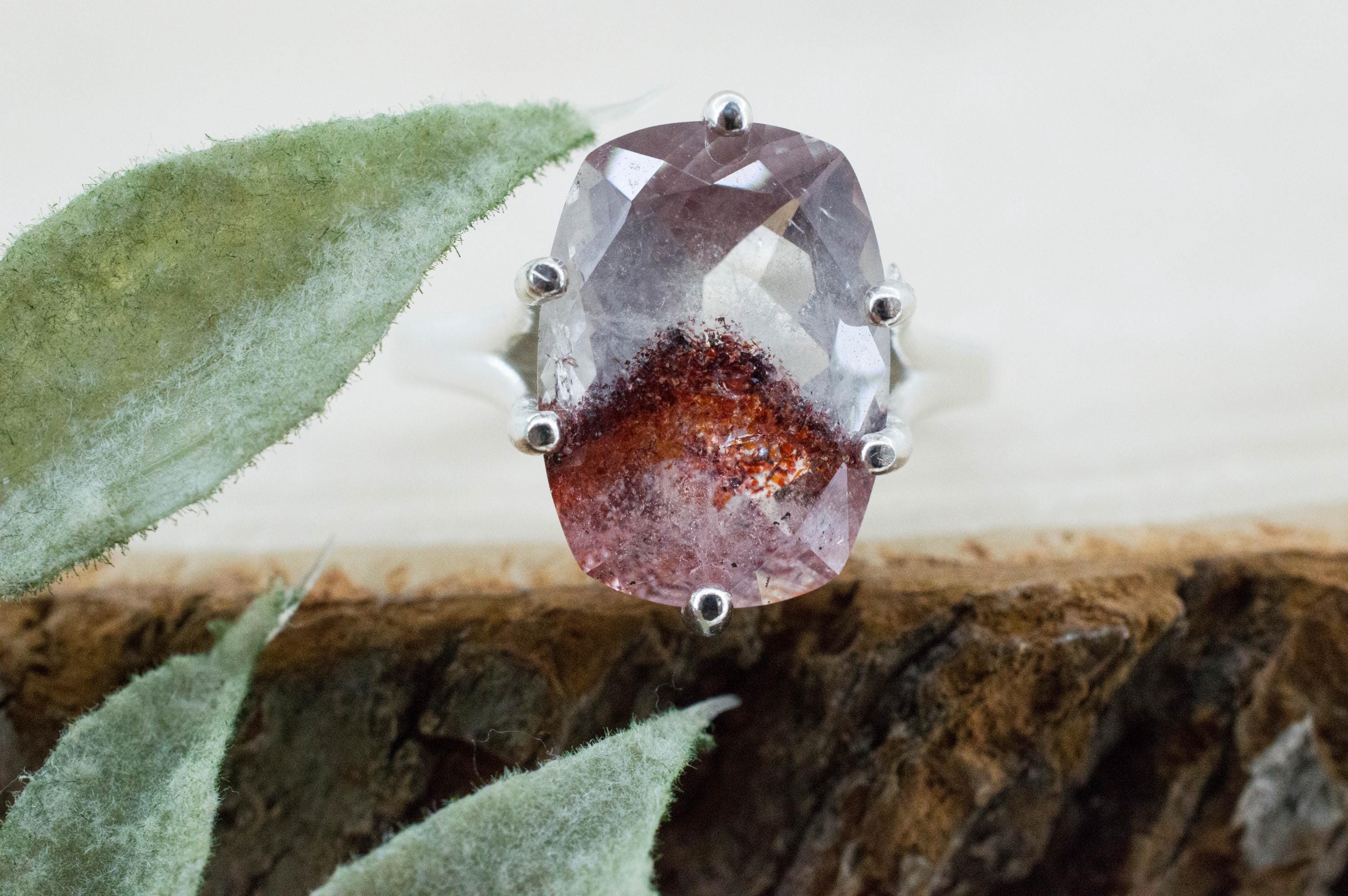 Hematite Quartz Ring; Natural Untreated Tanzania Fire and Ice Quartz; 6.150cts - Mark Oliver Gems