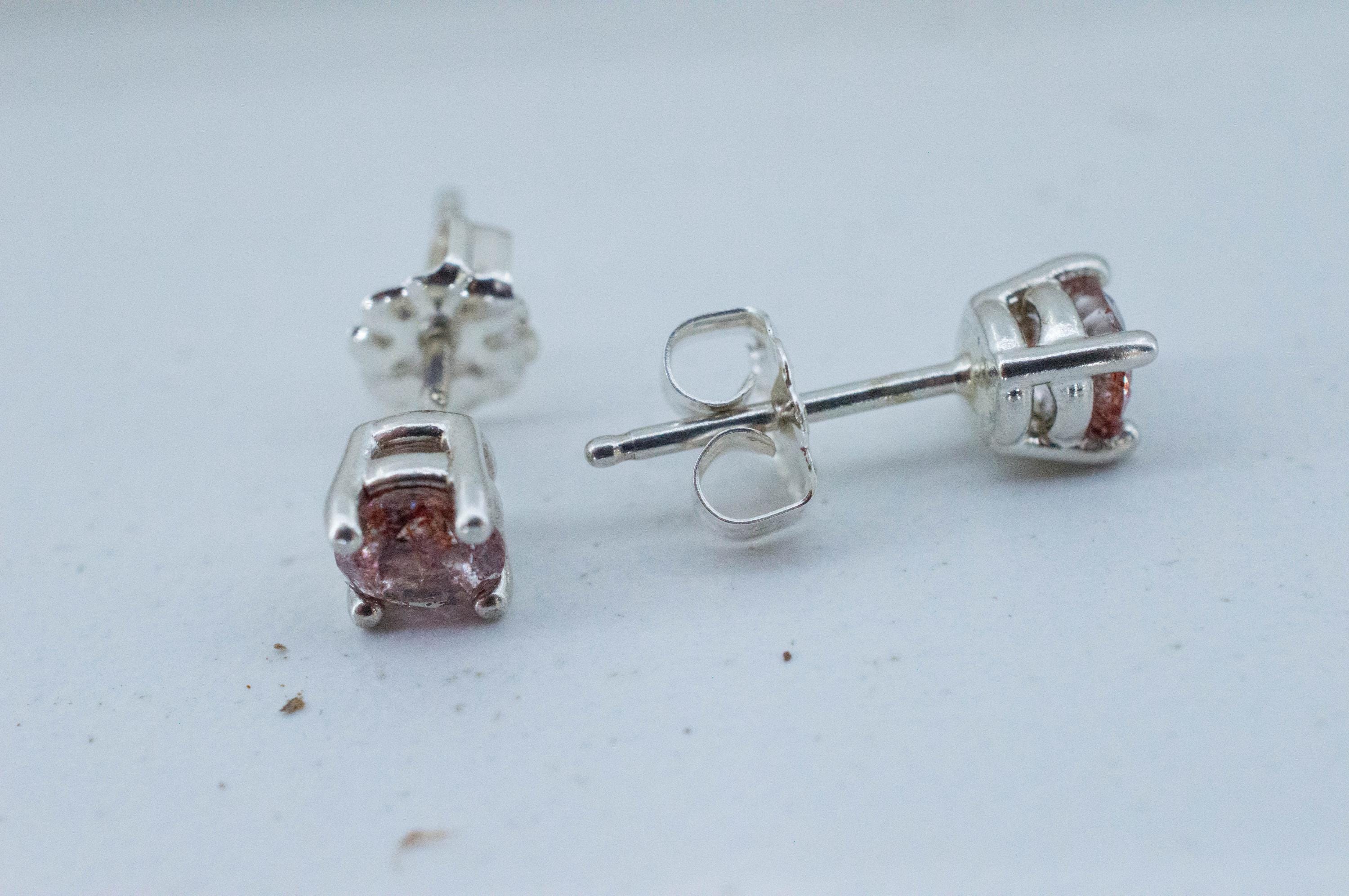 Hematite Quartz Earrings; Natural Untreated Tanzanian Fire and Ice Quartz; 0.590cts - Mark Oliver Gems