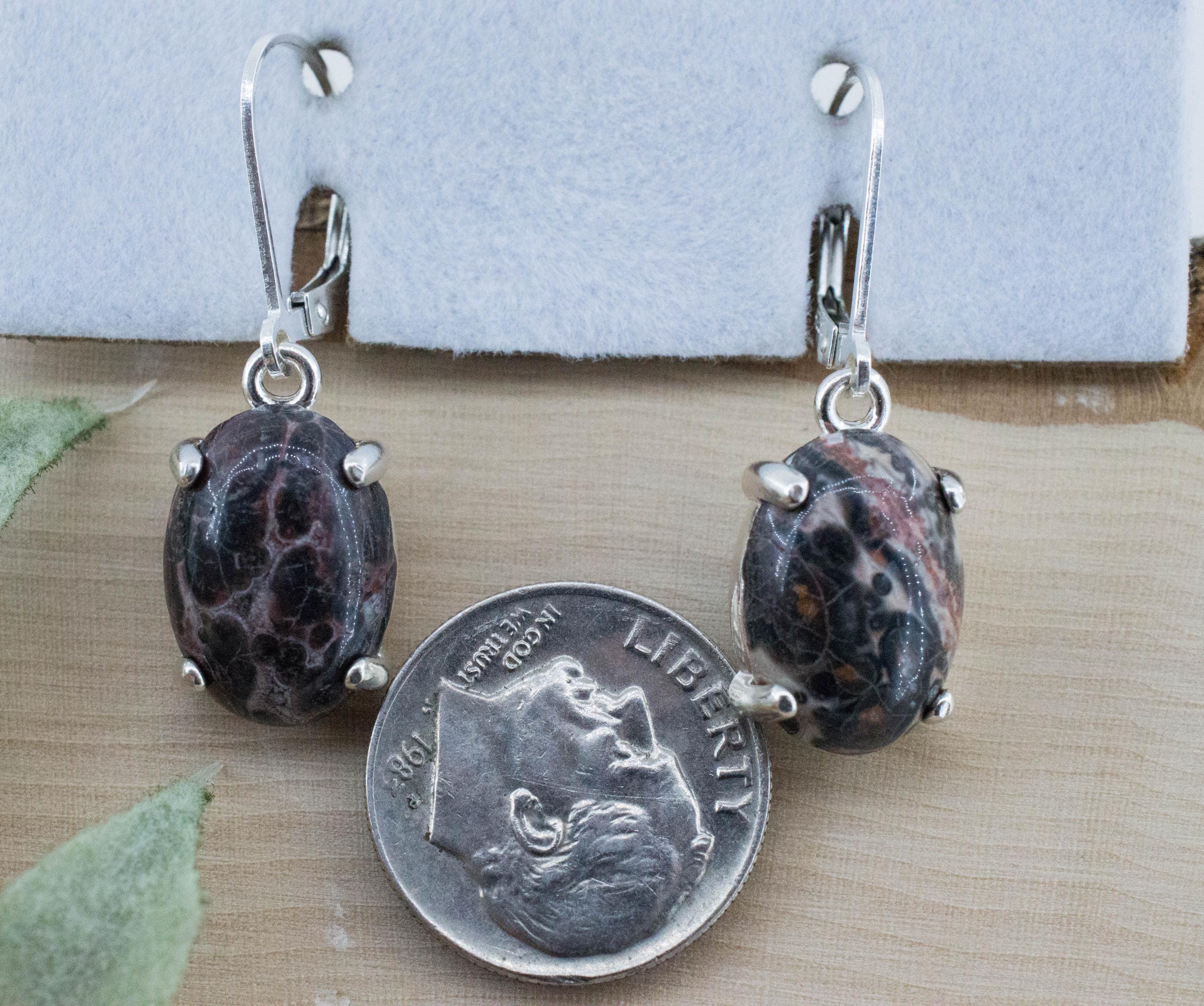 Leopard Jasper Earrings; Natural Untreated Madagascar Jasper; 7.300cts - Mark Oliver Gems
