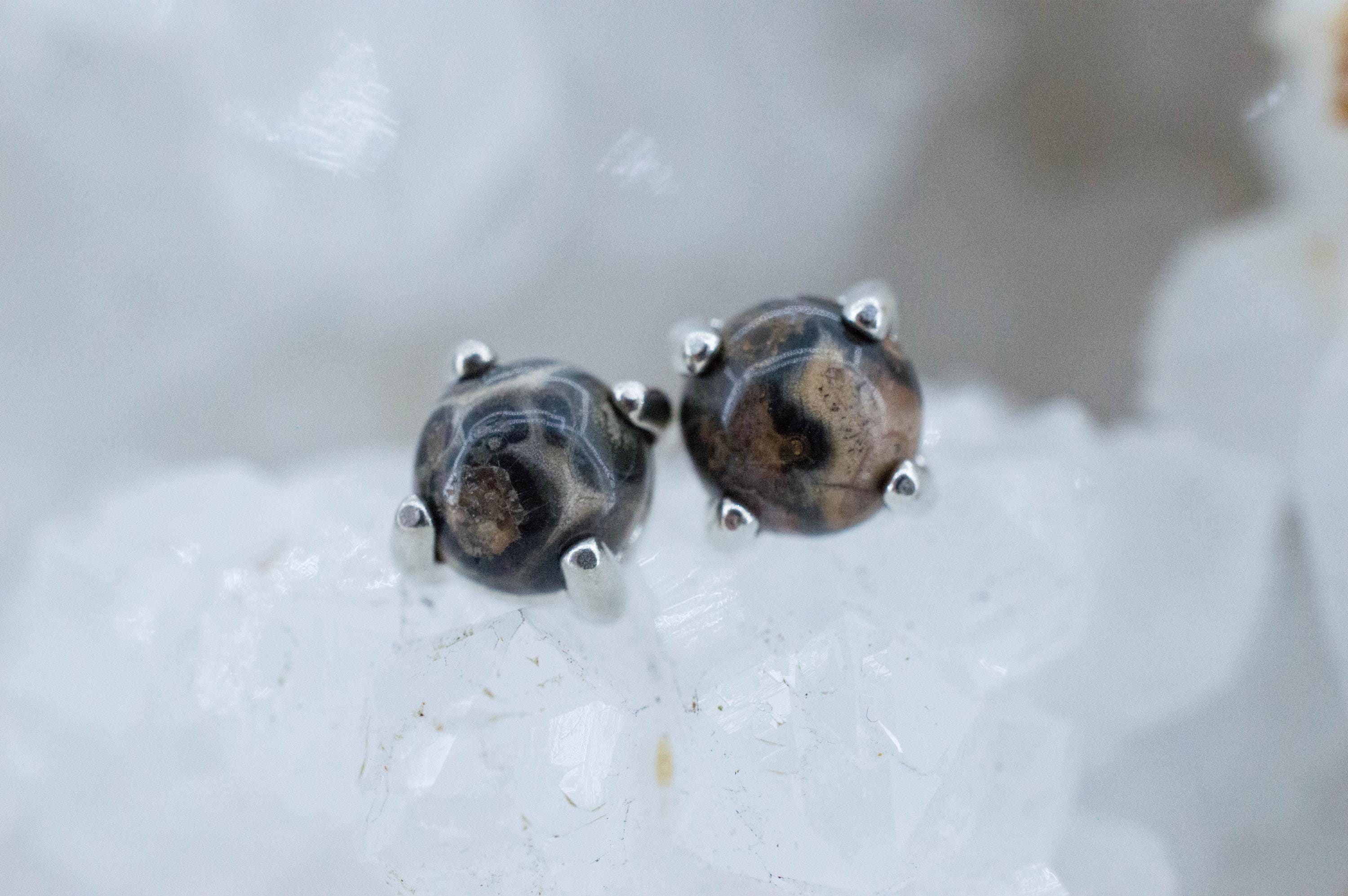 Leopard Jasper Earrings; Natural Untreated Madagascar Jasper; 1.235cts - Mark Oliver Gems