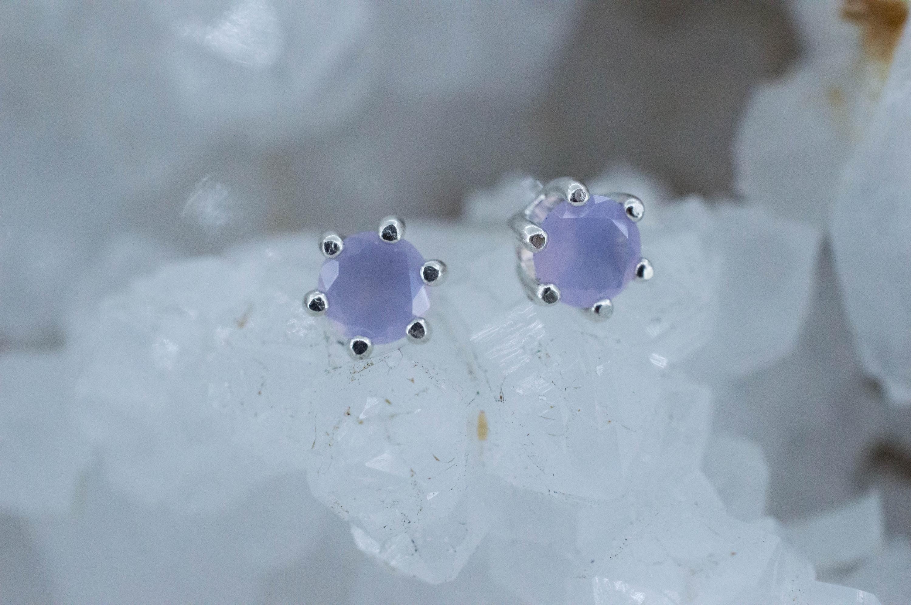Holly Blue Agate Earrings; Natural Untreated Oregon Holley Agate; 0.640cts - Mark Oliver Gems