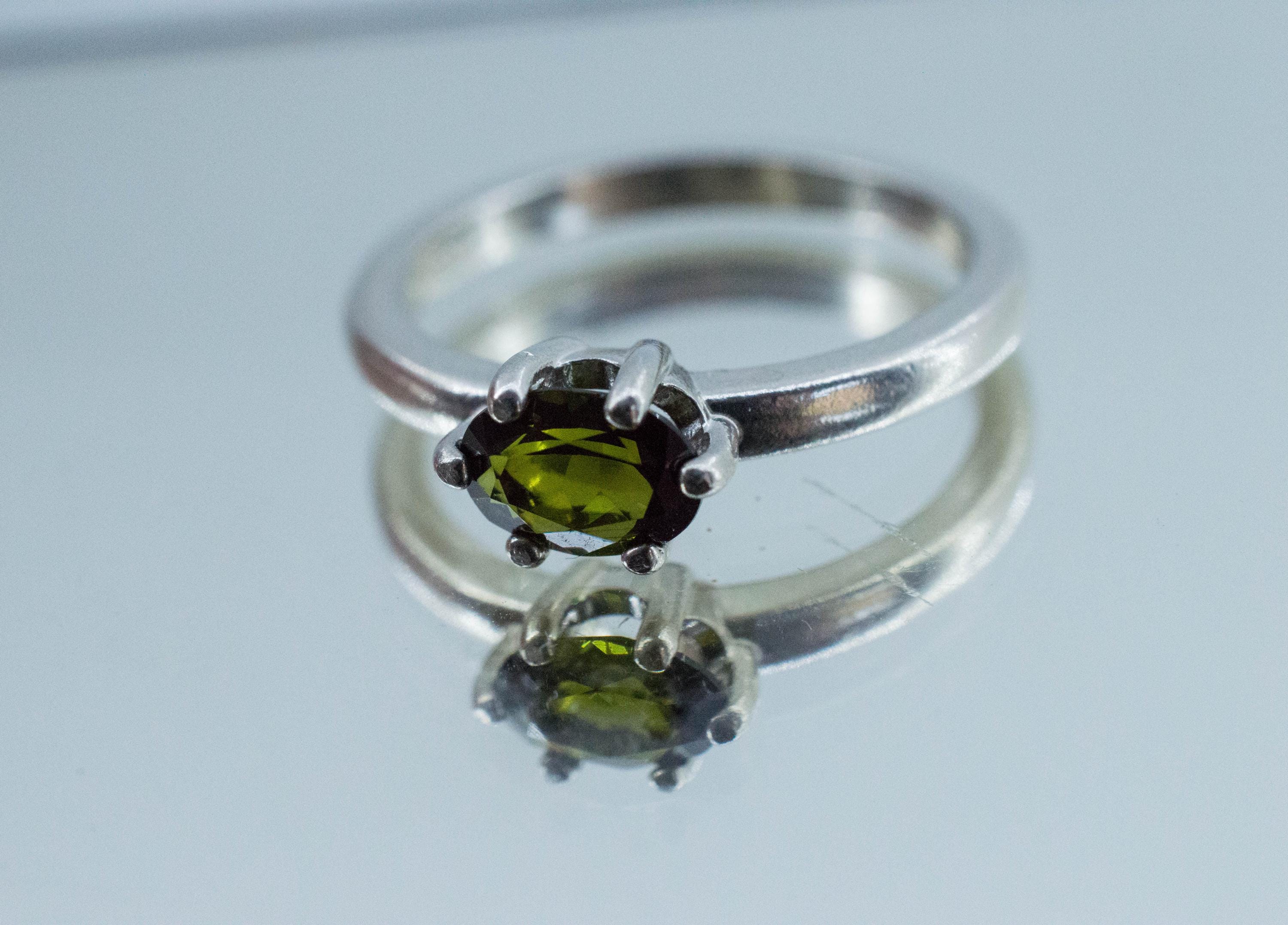 Green Tourmaline Ring; Genuine Untreated Brazil Tourmaline; 0.635cts