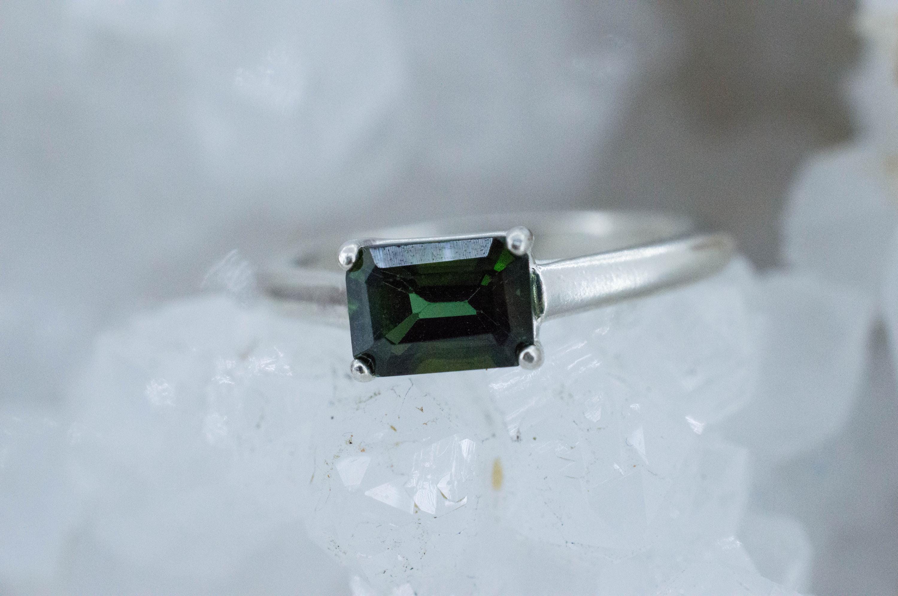 Green Tourmaline Ring; Genuine Untreated Brazil Tourmaline; 1.160cts