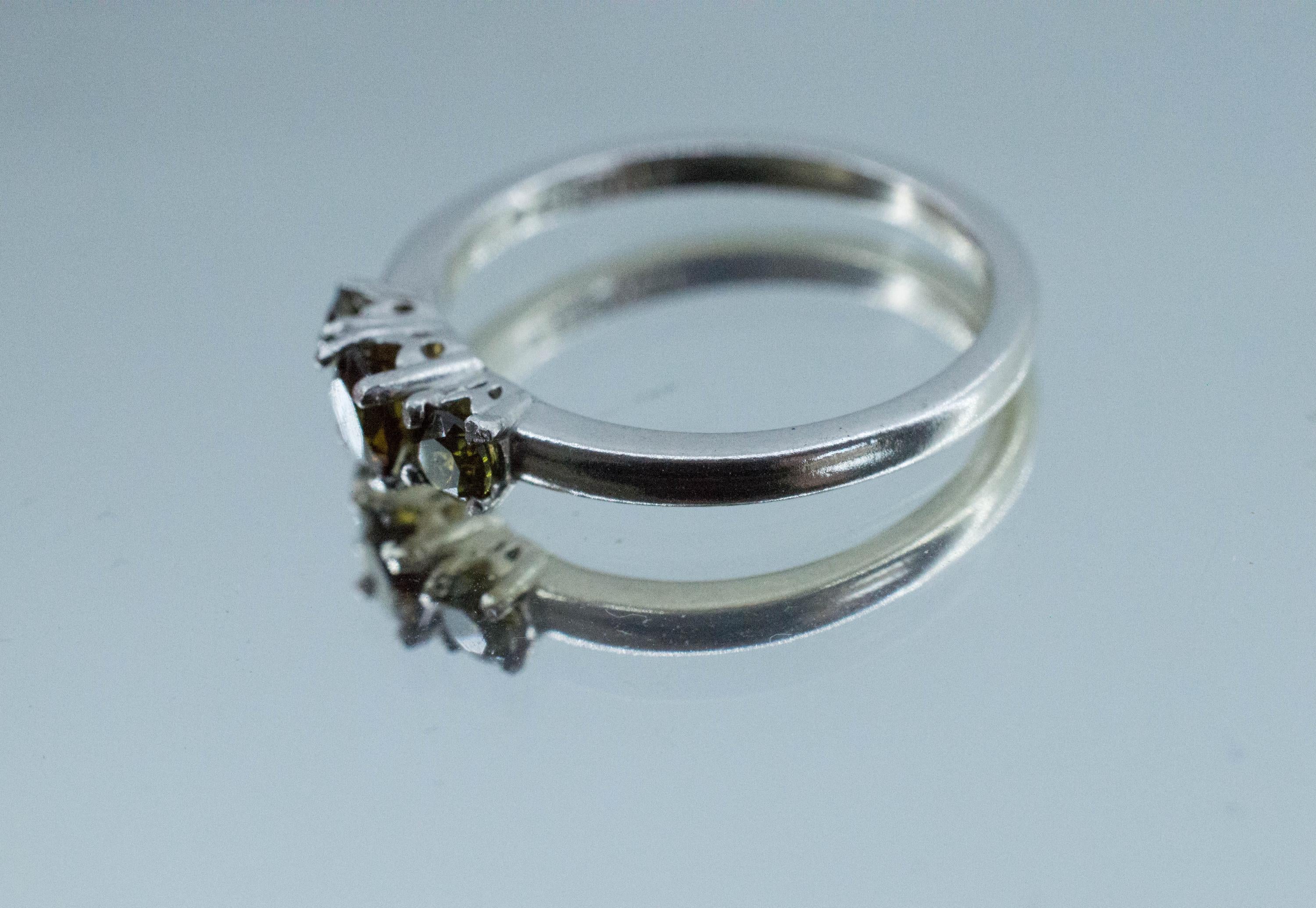 Green Tourmaline and Zircon Ring; Natural Untreated Brazil Tourmaline and Sri Lanka Green Zircon