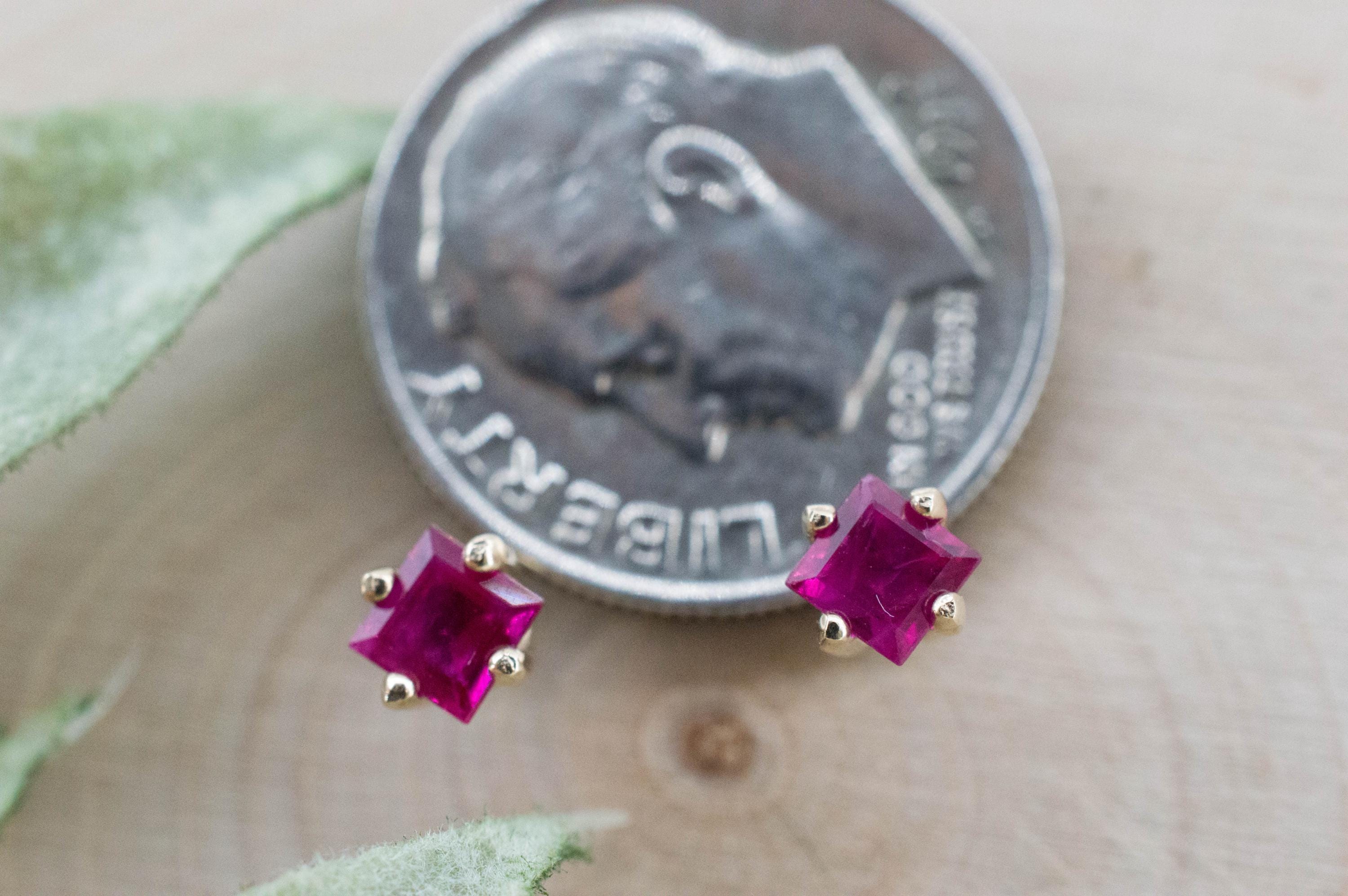 Ruby Earrings; Natural Burma Ruby; 0.585cts - Mark Oliver Gems