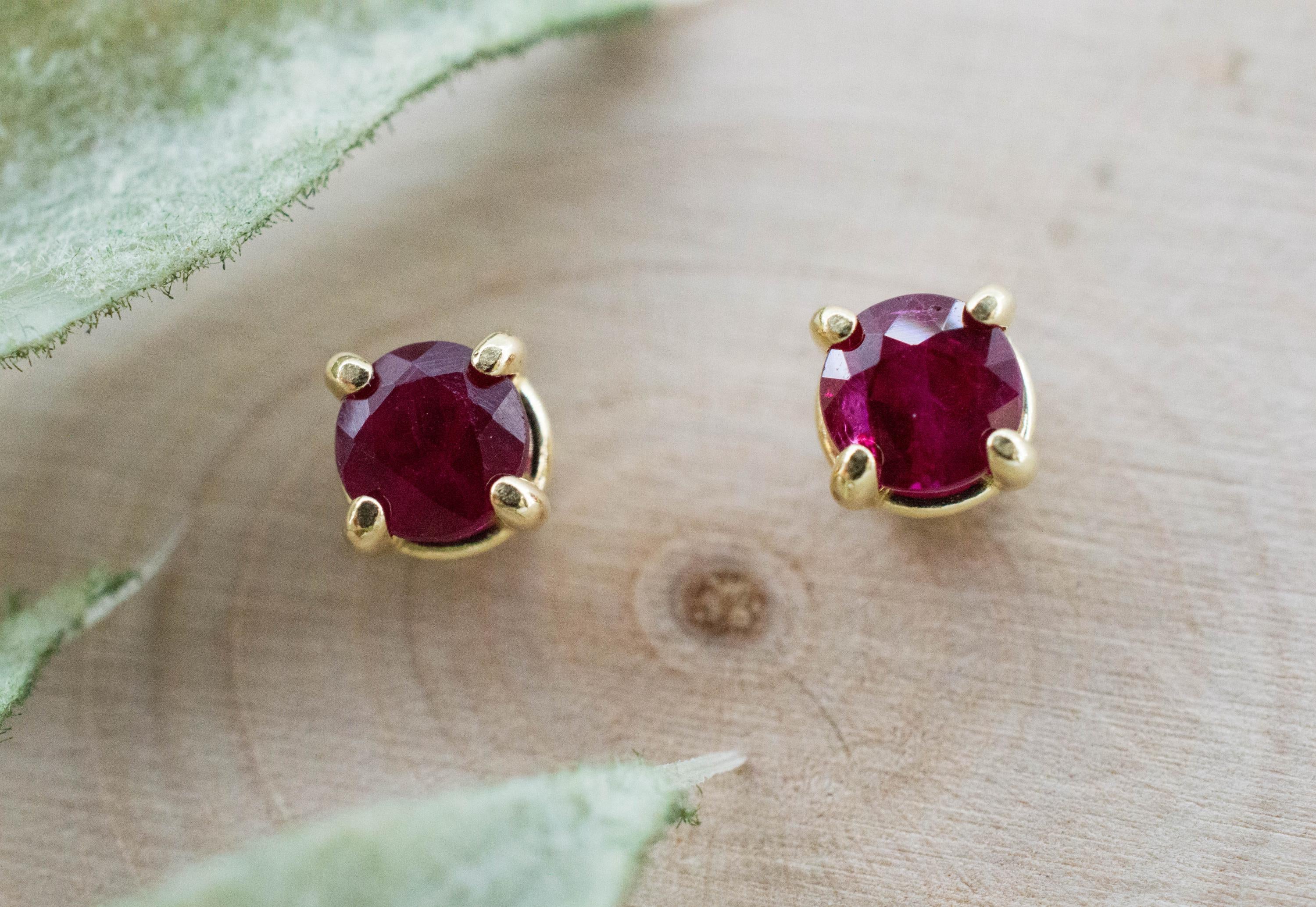 Ruby Earrings; Natural Burma Ruby; 0.825cts - Mark Oliver Gems
