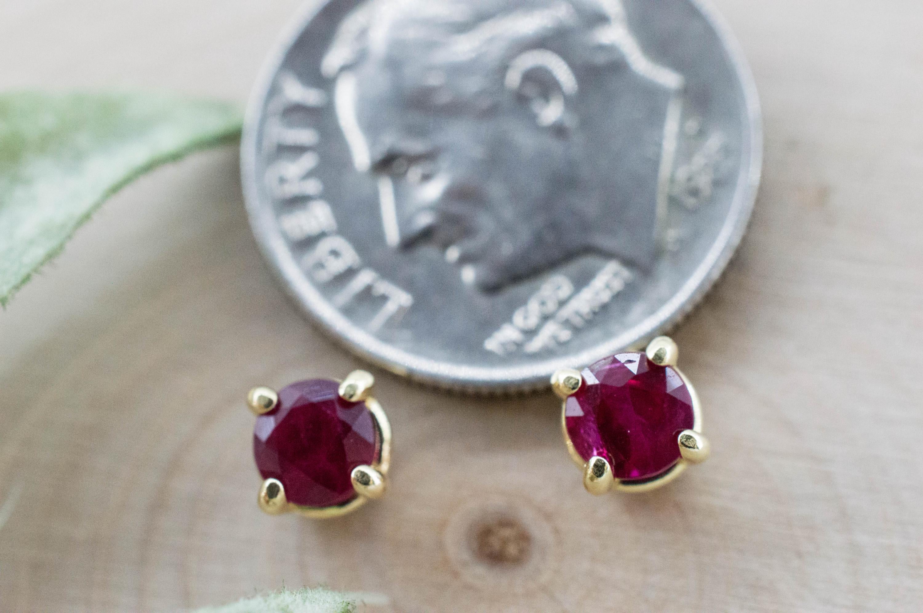 Ruby Earrings; Natural Burma Ruby; 0.825cts - Mark Oliver Gems