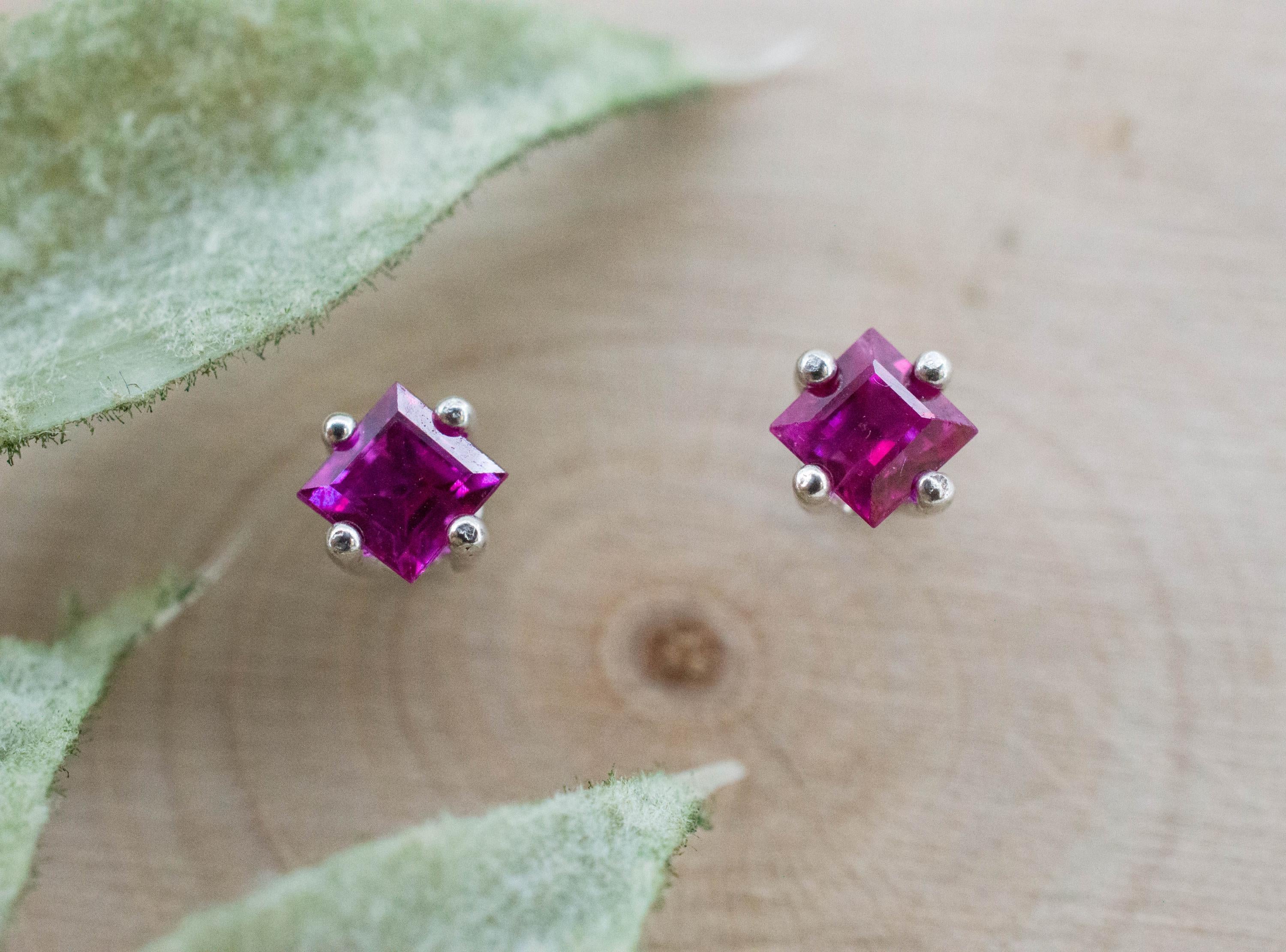 Ruby Earrings; Natural Untreated Vietnam Ruby; 0.670cts - Mark Oliver Gems