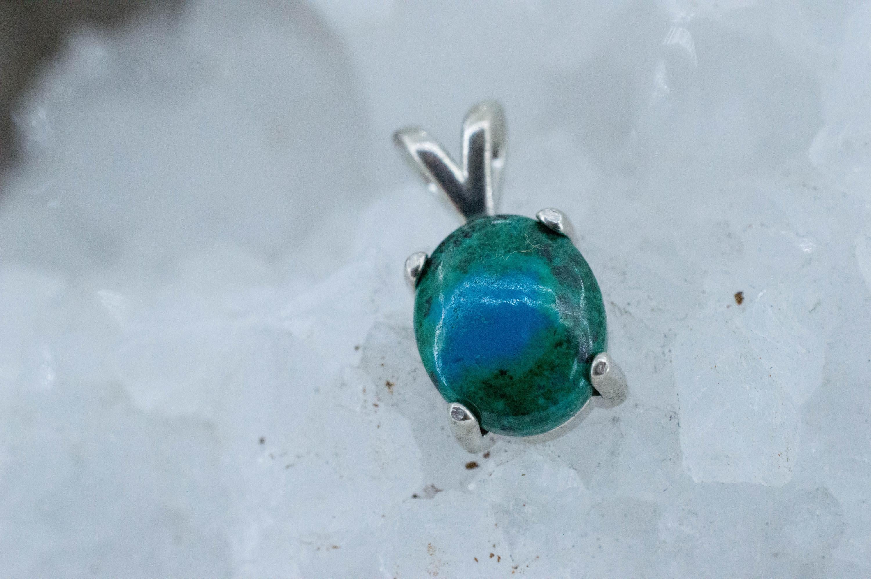 Chrysocolla Pendant; Natural Untreated Arizona Inspiration Mine Chrysocolla; 3.900cts - Mark Oliver Gems