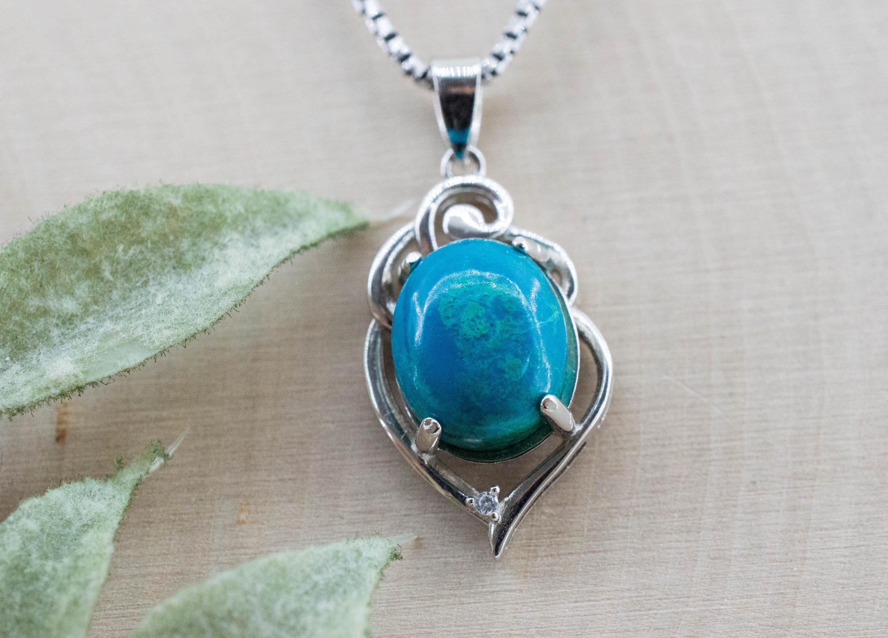 Chrysocolla Pendant; Natural Untreated Arizona Inspiration Mine Chrysocolla; 4.295cts - Mark Oliver Gems