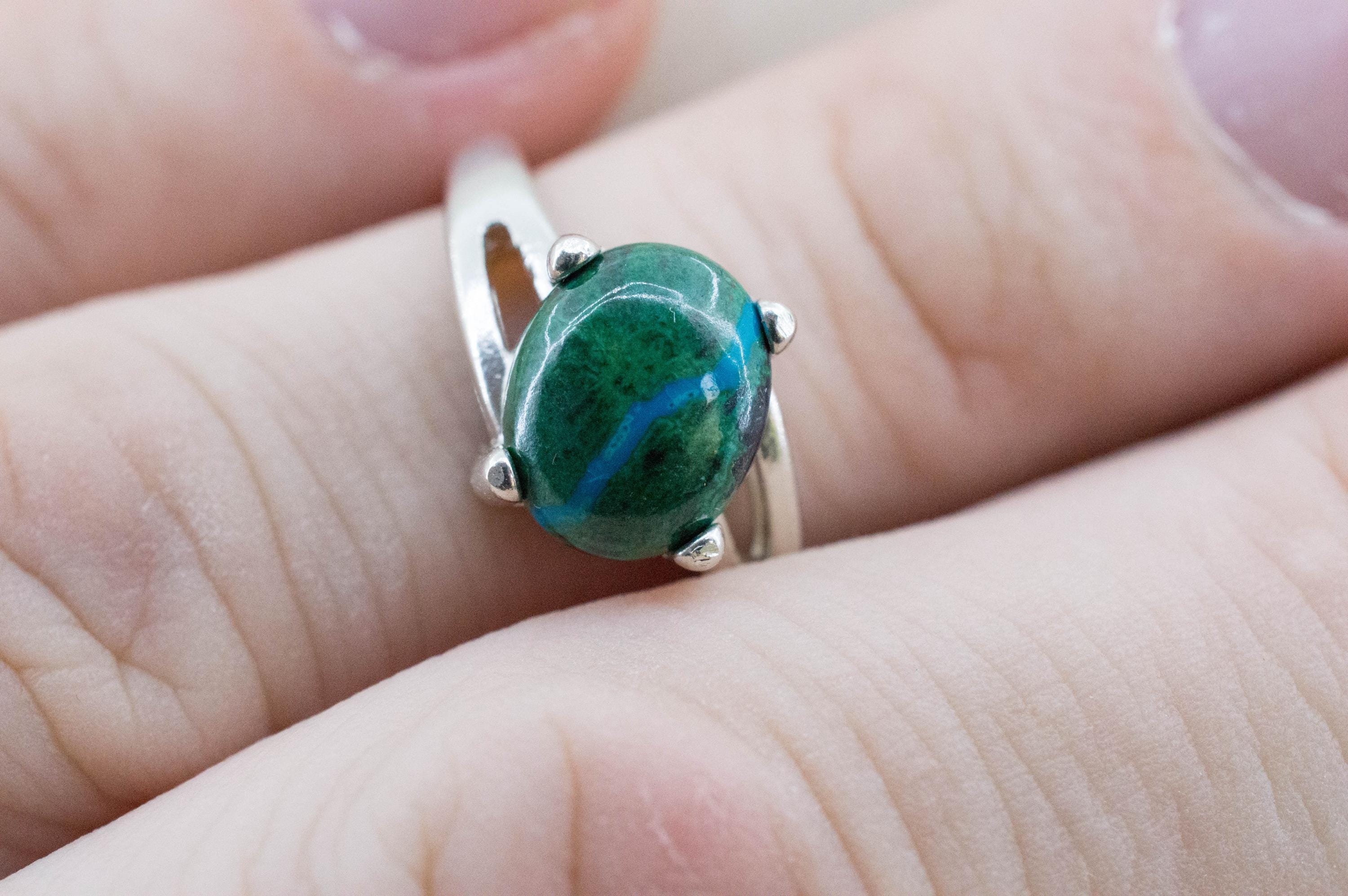 Chrysocolla Ring; Natural Untreated Arizona Inspiration Mine Chrysocolla; 3.520cts - Mark Oliver Gems