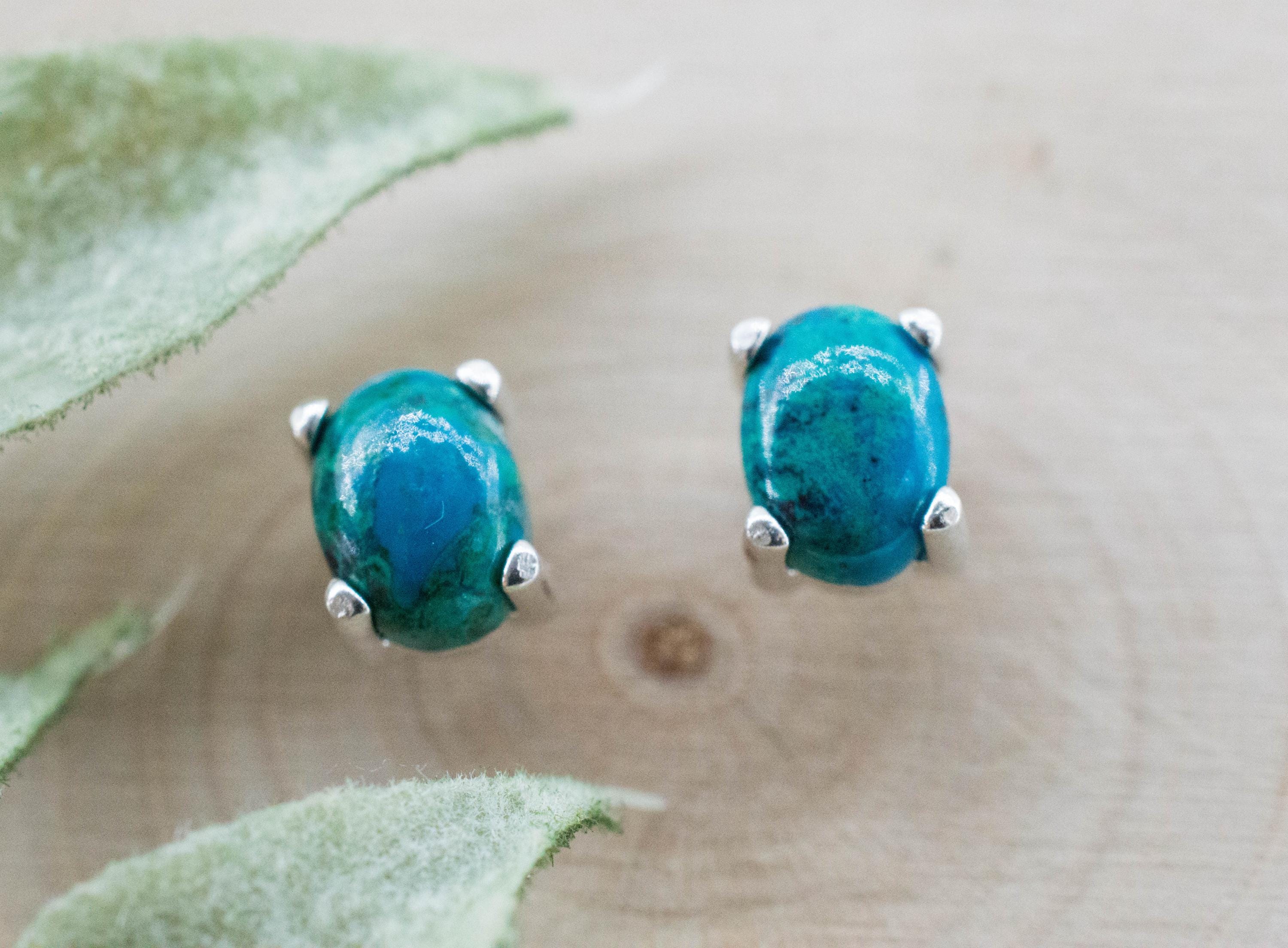 Chrysocolla Earrings; Natural Untreated Arizona Inspiration Mine Chrysocolla; 1.980cts - Mark Oliver Gems