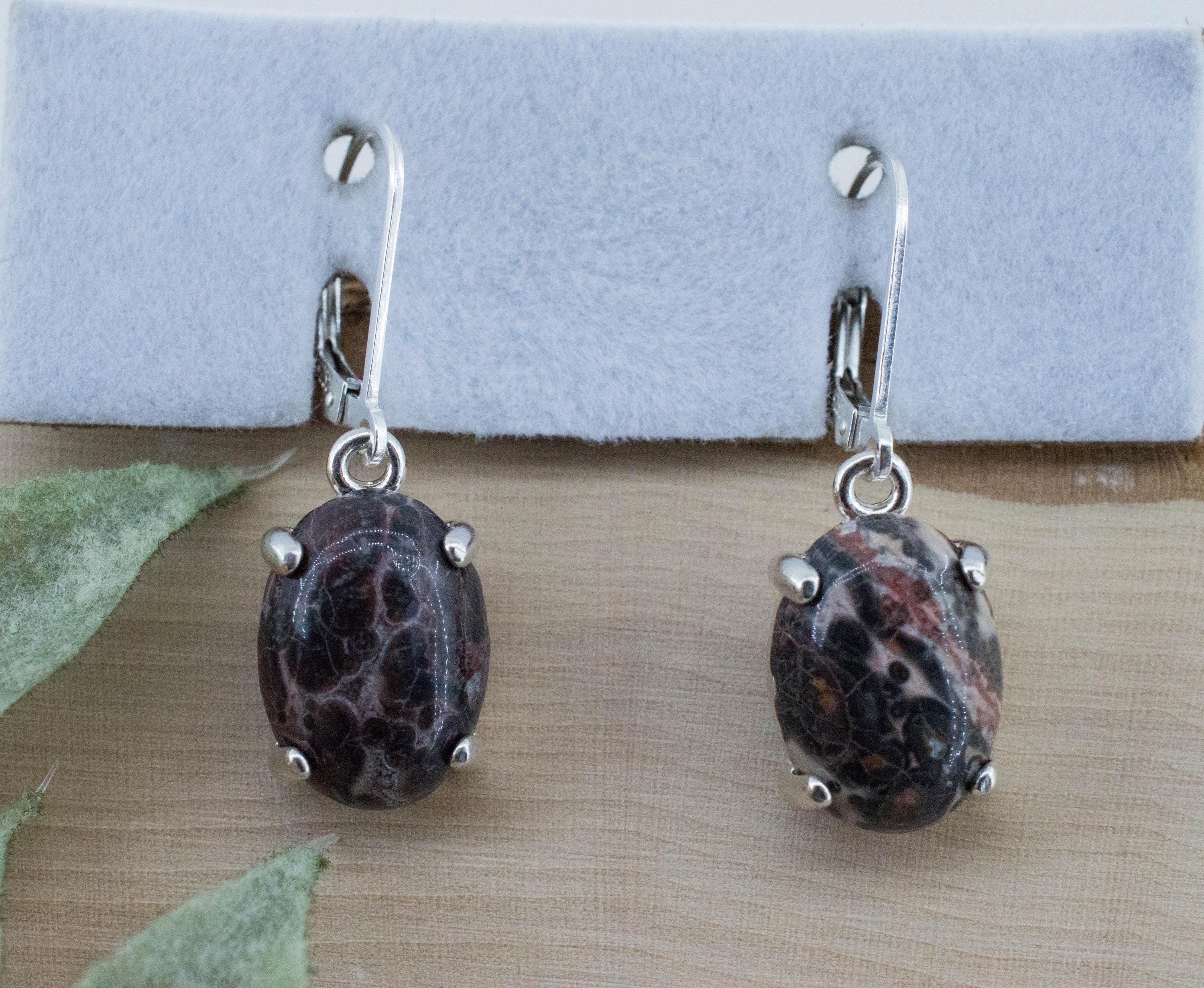 Leopard Jasper Earrings; Natural Untreated Madagascar Jasper; 7.300cts - Mark Oliver Gems