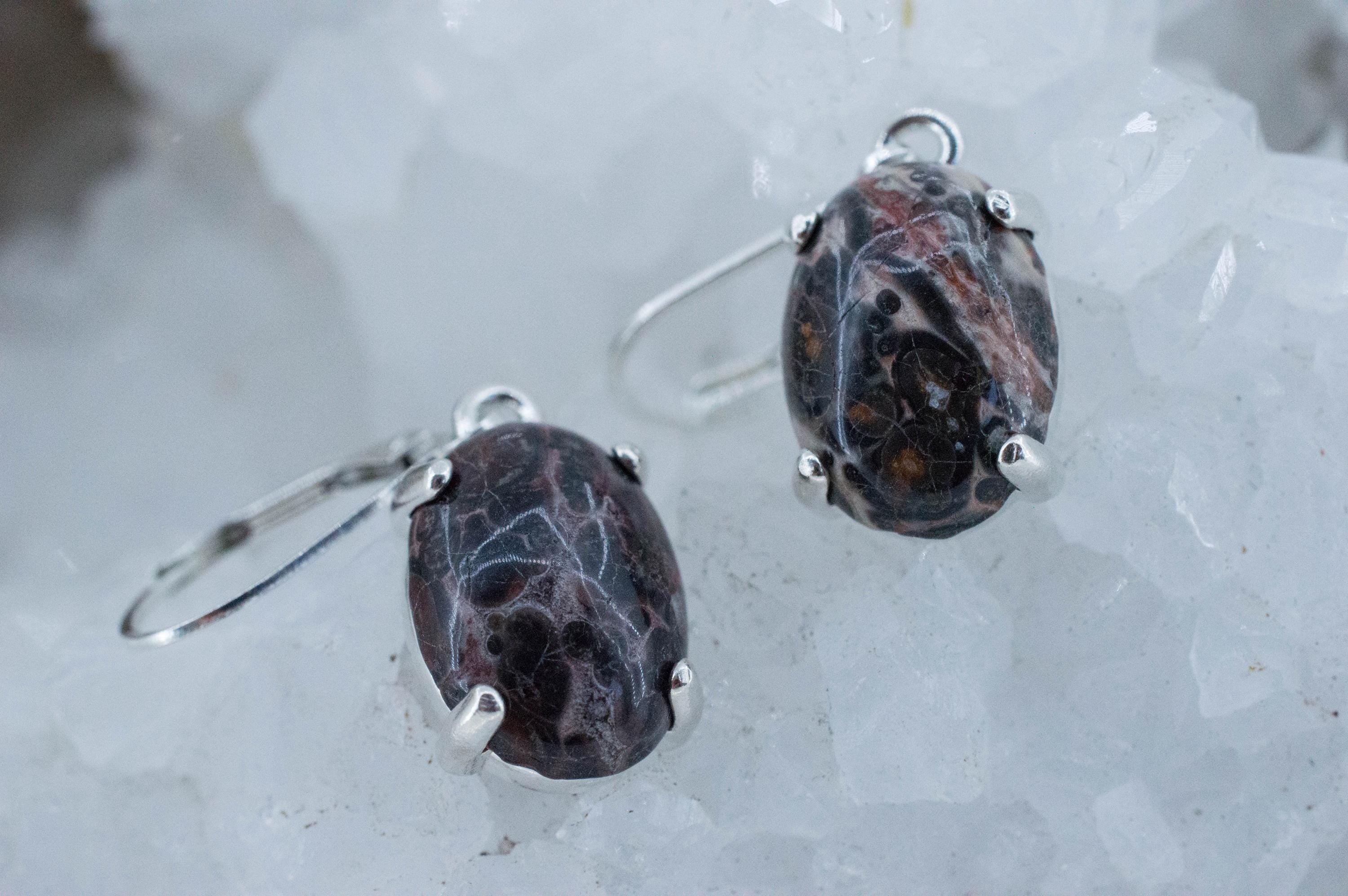Leopard Jasper Earrings; Natural Untreated Madagascar Jasper; 7.300cts - Mark Oliver Gems
