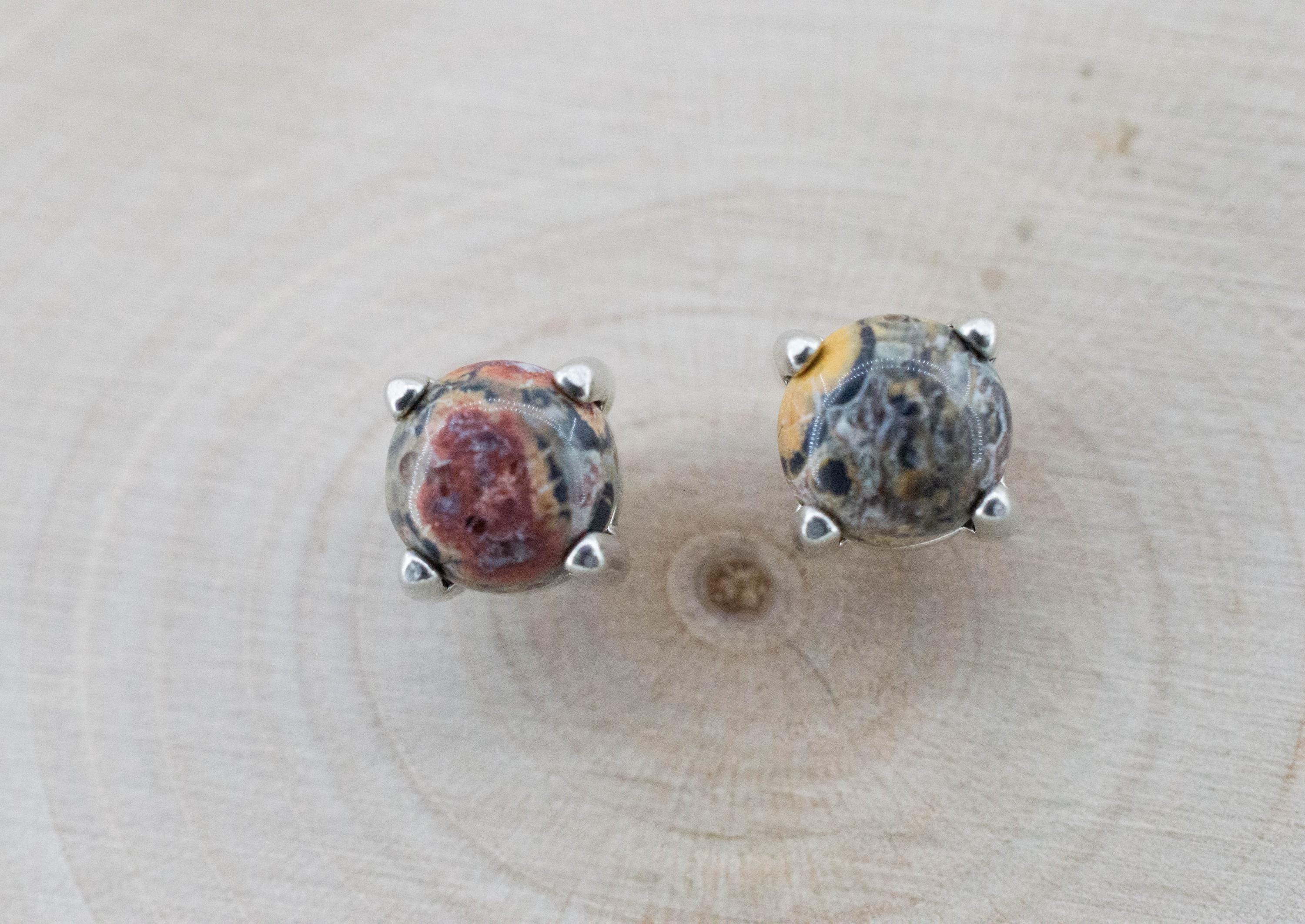 Leopard Jasper Earrings; Natural Untreated Madagascar Jasper; 1.400cts - Mark Oliver Gems