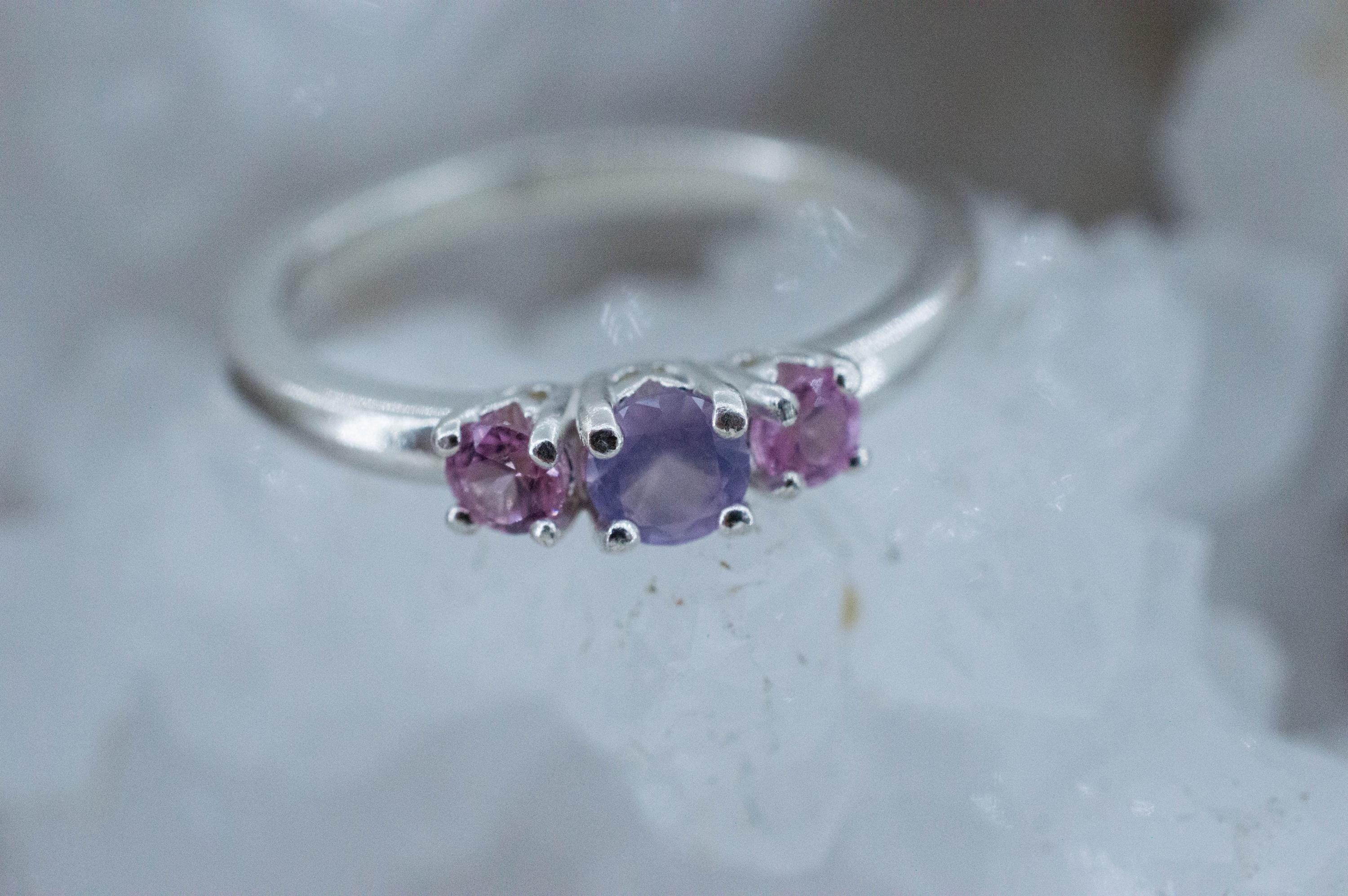 Holly Blue Agate Ring; Natural Untreated Oregon Holley Agate and Pink Sapphire - Mark Oliver Gems