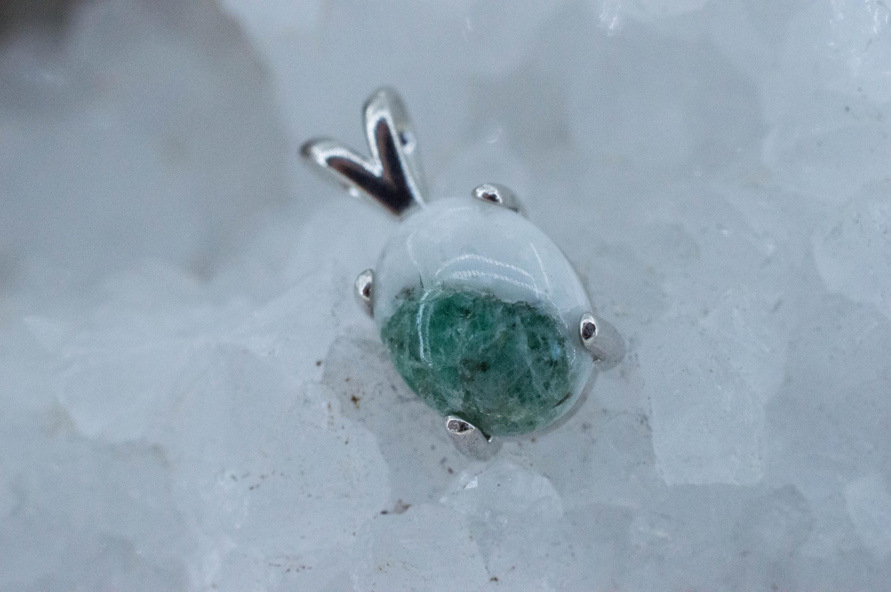 Emerald in Quartz Pendant, Natural Untreated Brazil Emerald Quartz; 4.140cts - Mark Oliver Gems