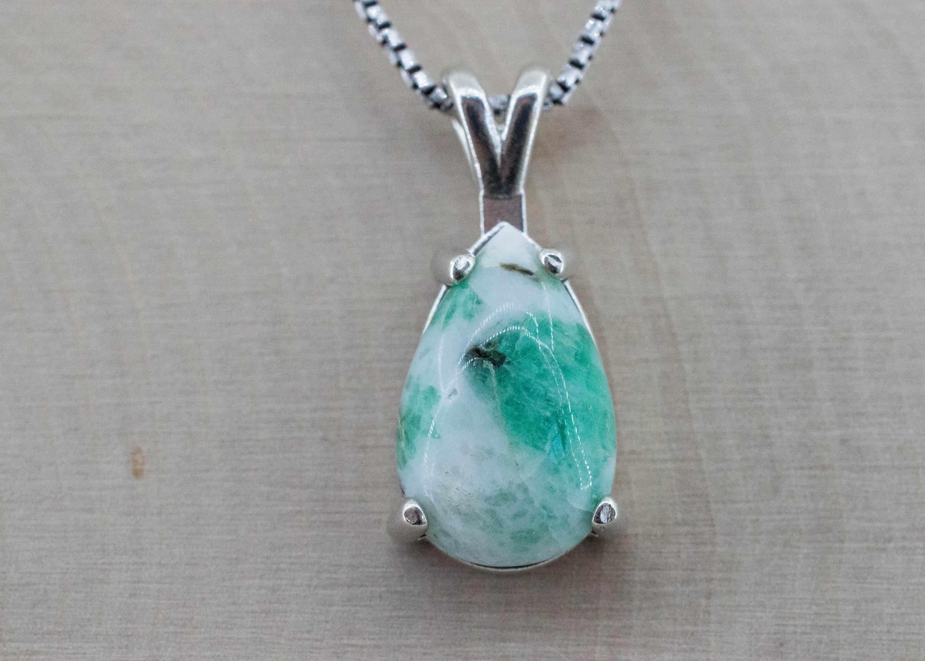 Emerald in Quartz Pendant, Natural Untreated Brazil Emerald Quartz; 7.475cts - Mark Oliver Gems