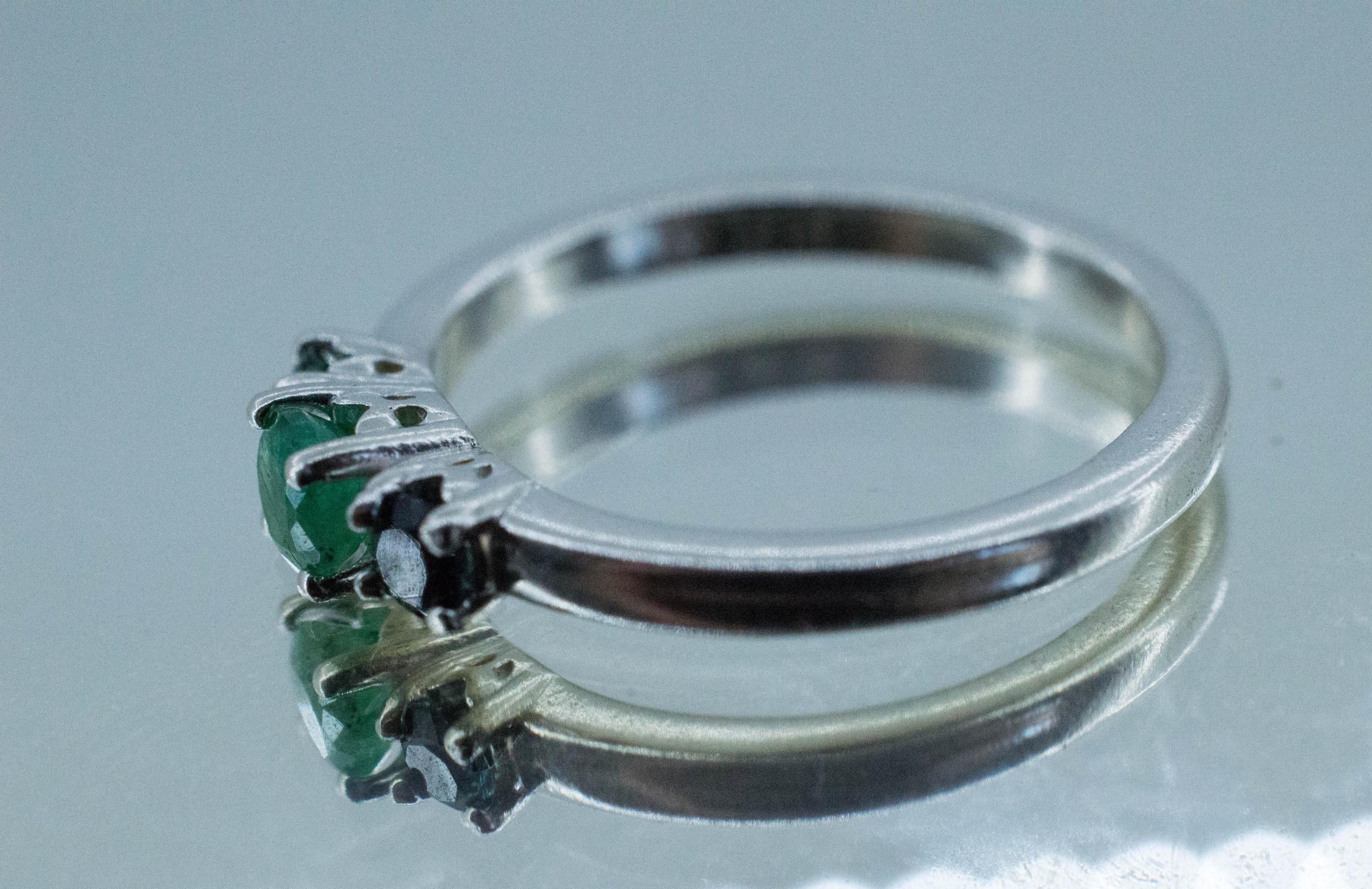 Emerald and Sapphire Ring; Natural Brazil Emerald and Kenya Sapphires - Mark Oliver Gems