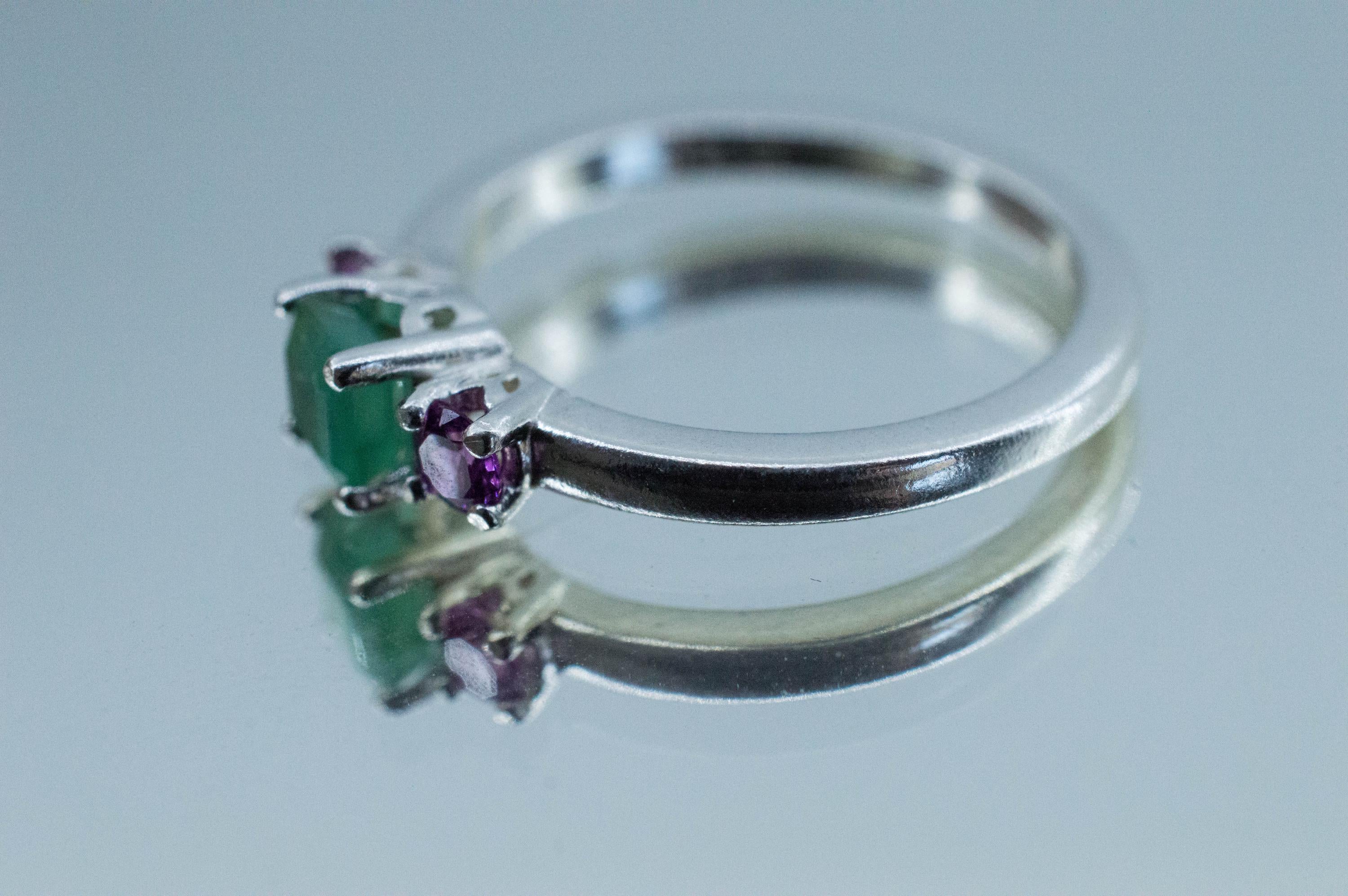 Emerald and Garnet Ring; Natural Brazil Emerald and Mozambique Purple Garnets - Mark Oliver Gems