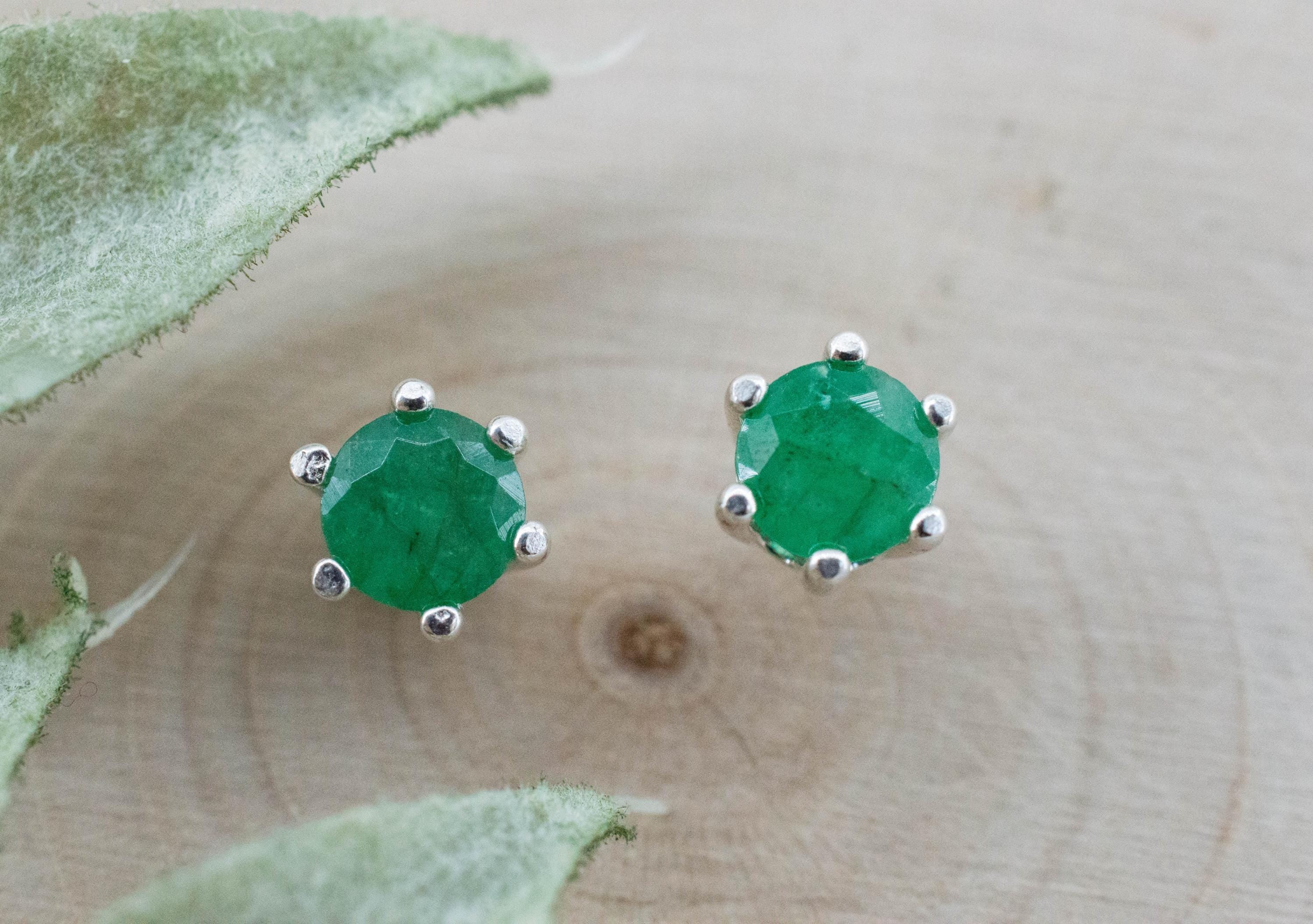 Emerald Earrings; Natural Brazil Emerald; 0.995cts - Mark Oliver Gems