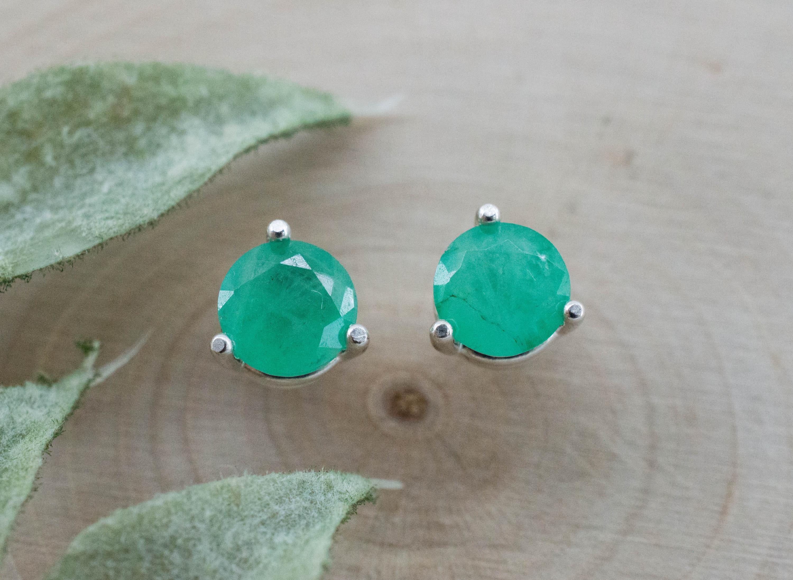 Emerald Earrings; Natural Brazil Emerald; 1.665cts - Mark Oliver Gems