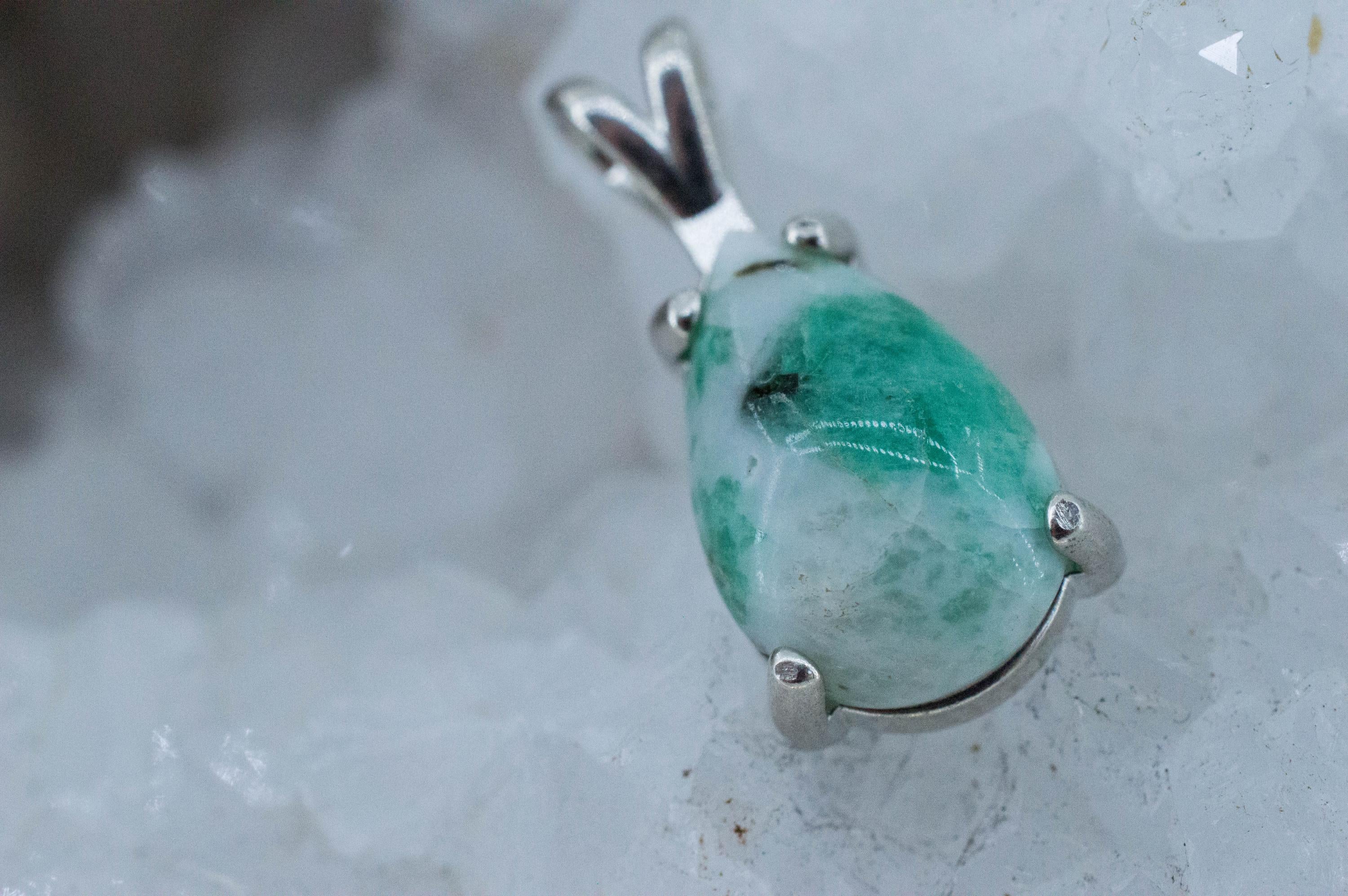 Emerald in Quartz Pendant, Natural Untreated Brazil Emerald Quartz; 7.475cts - Mark Oliver Gems