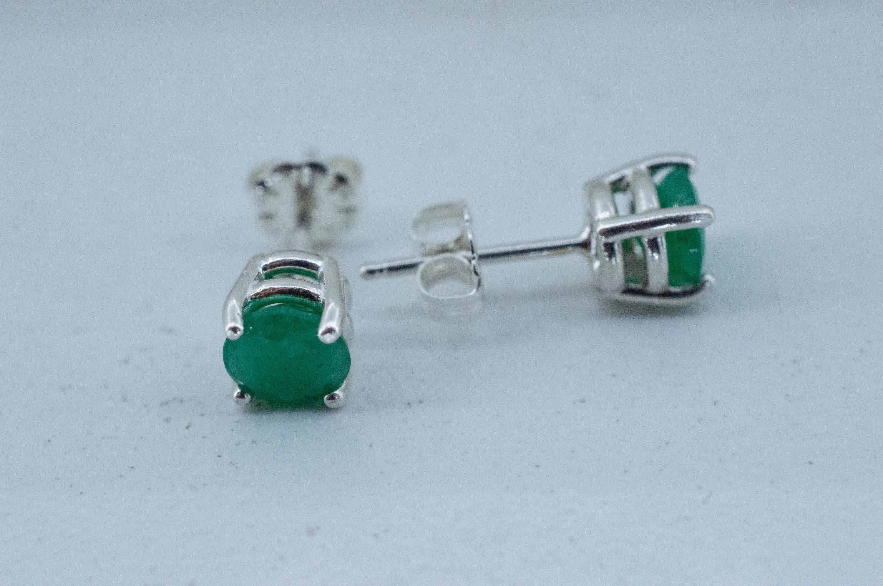 Emerald Earrings; Natural Brazil Emerald; 1.315cts - Mark Oliver Gems