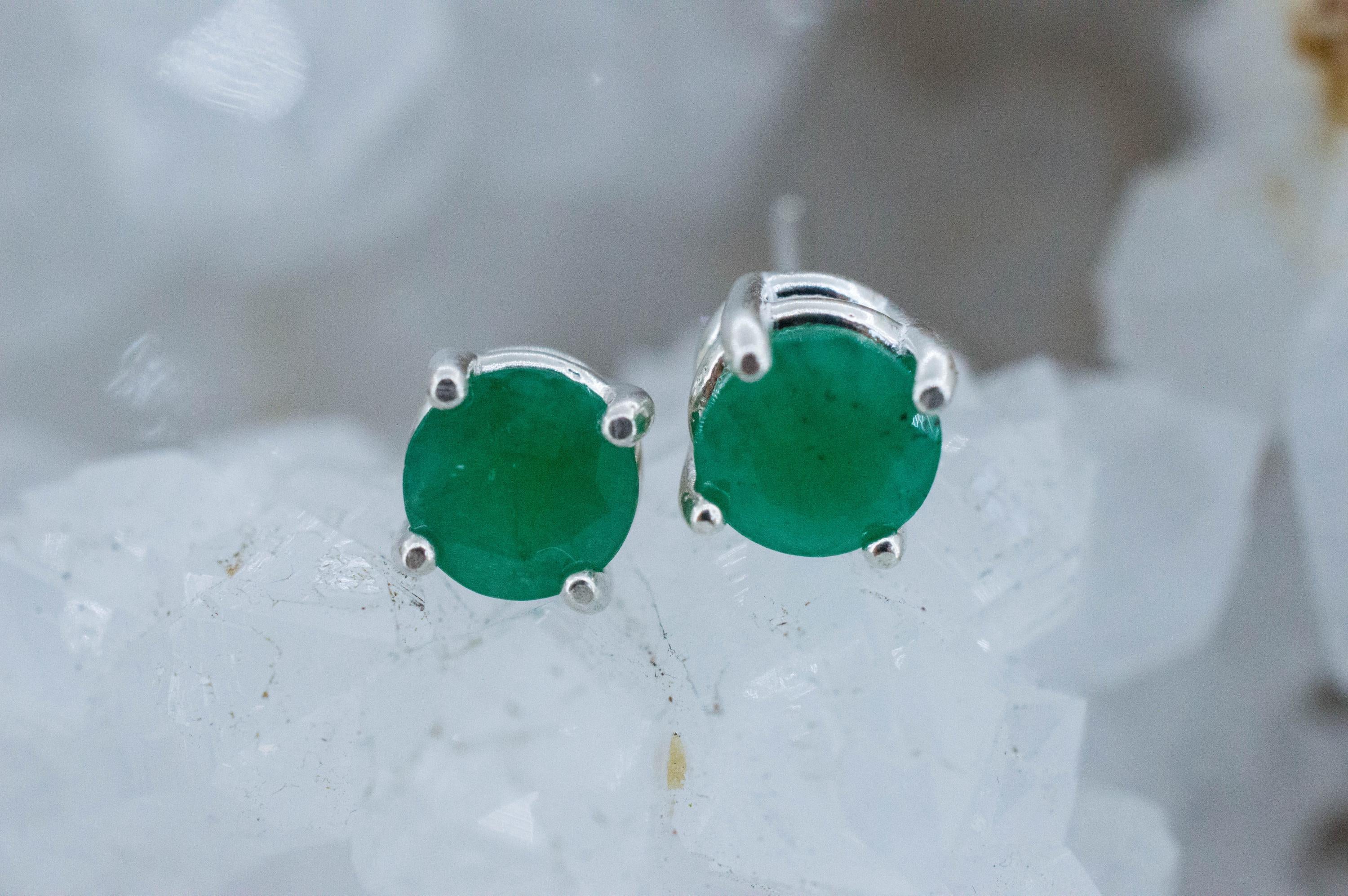Emerald Earrings; Natural Brazil Emerald; 1.315cts - Mark Oliver Gems