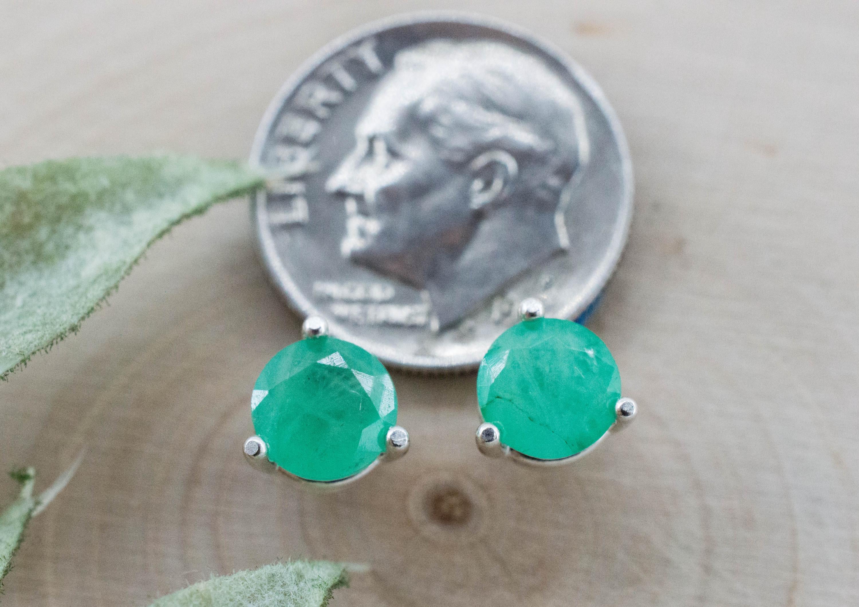 Emerald Earrings; Natural Brazil Emerald; 1.665cts - Mark Oliver Gems
