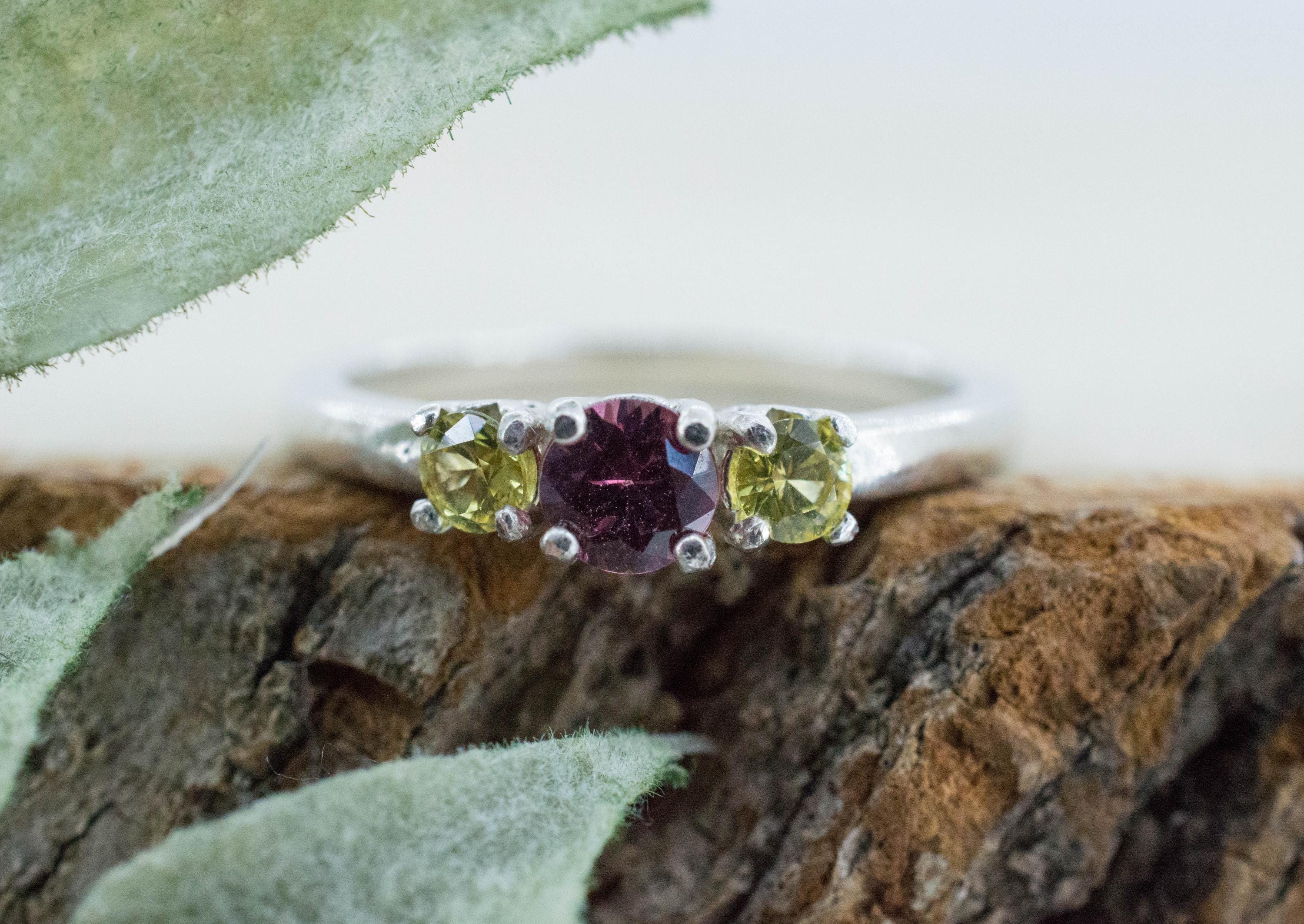 Rhodolite Garnet Ring; Natural Untreated North Carolina Garnet and Kenya Yellow Sapphire - Mark Oliver Gems