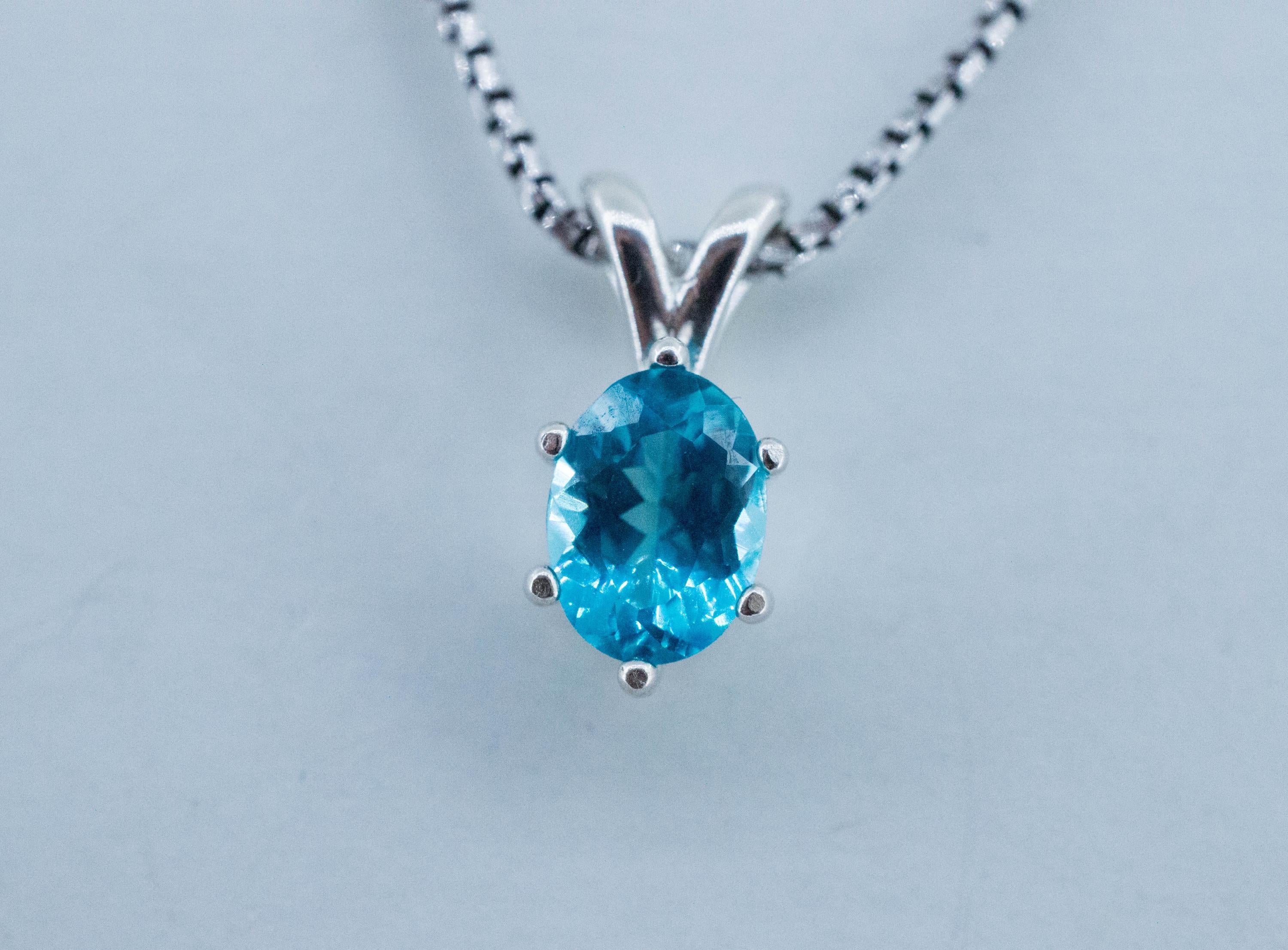 Blue Apatite Pendant; Natural Untreated Brazil Apatite; 1.385cts
