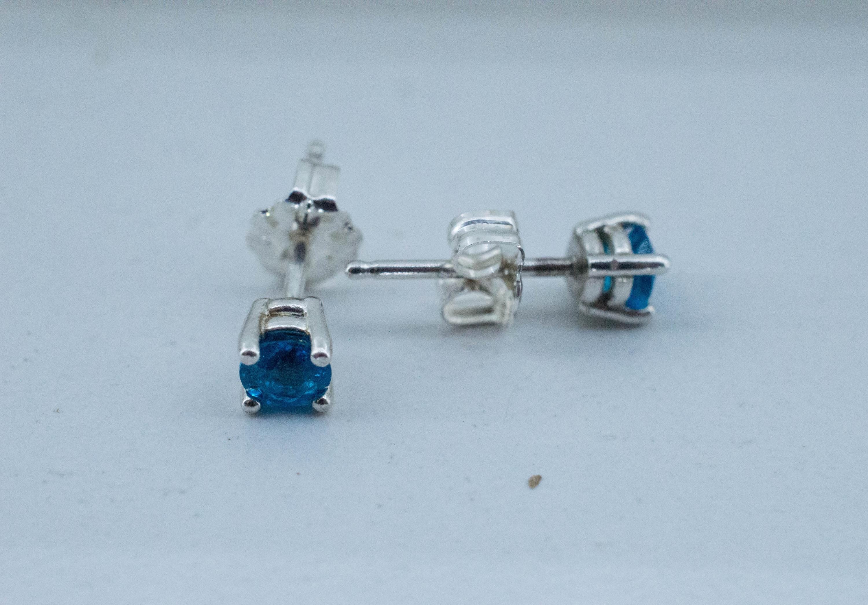 Neon Blue Apatite Earrings; Natural Untreated Madagascar Apatite; 0.500cts - Mark Oliver Gems